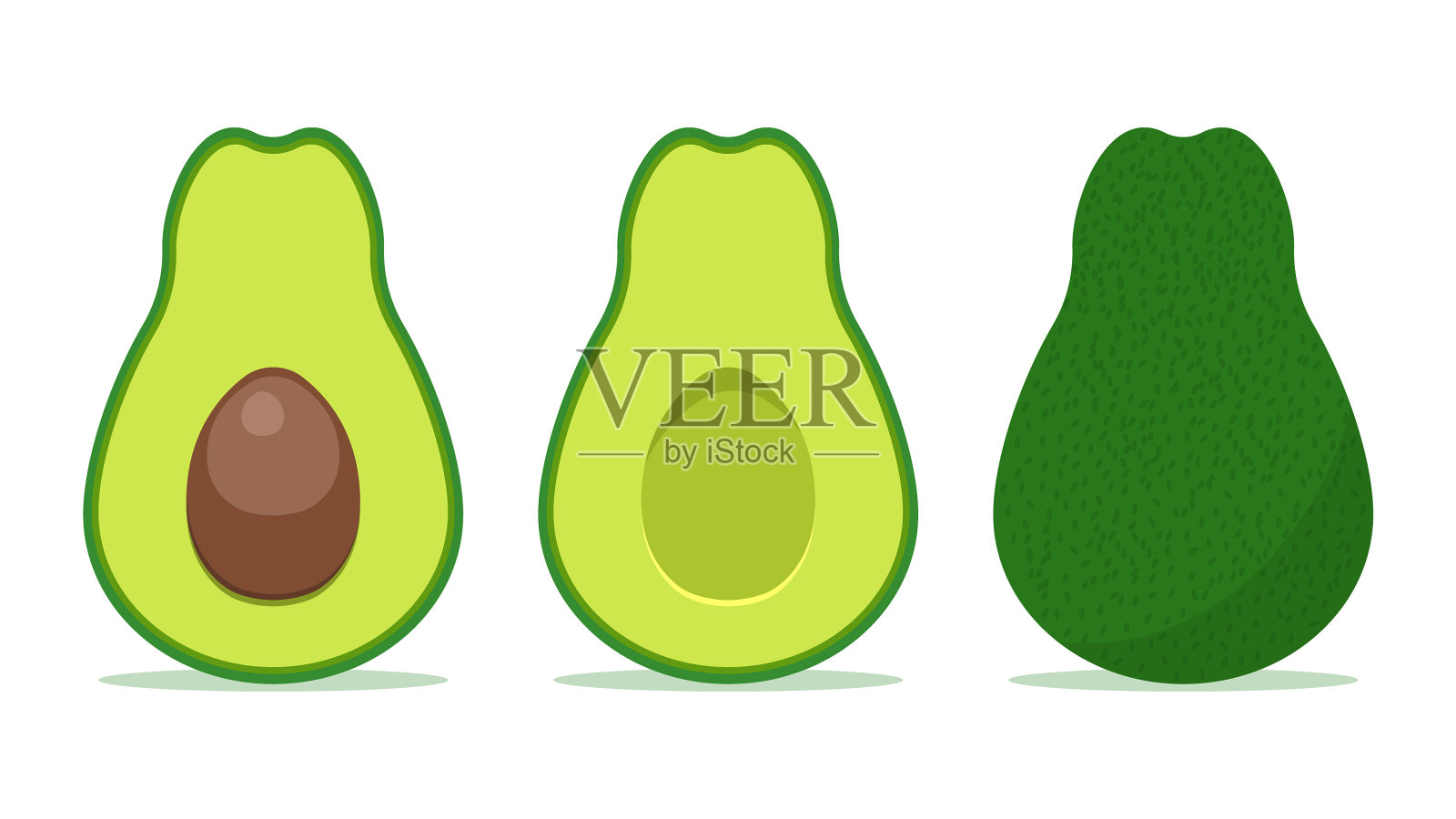 设置新鲜鳄梨孤立在白色背景插画图片素材