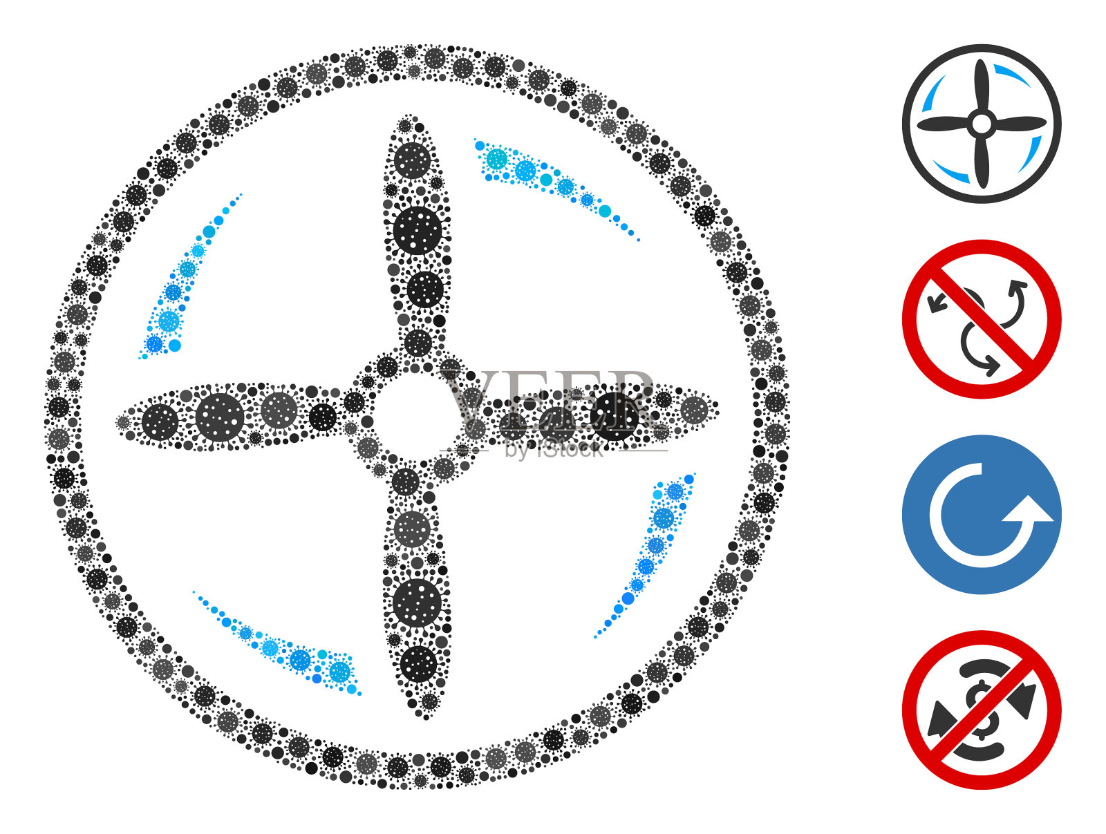 无人机螺旋旋转马赛克冠状病毒插画图片素材