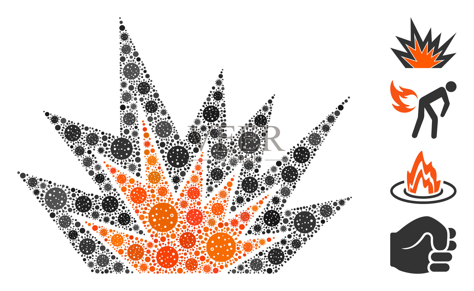 马赛克冠状病毒图标插画图片素材