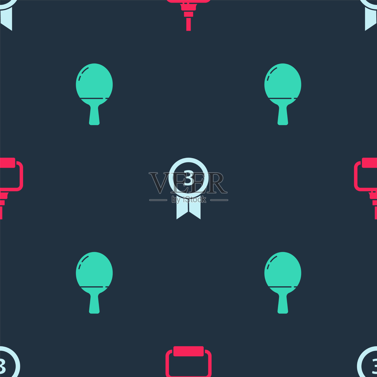 设置TPX环训练设备奖章和球拍图标素材