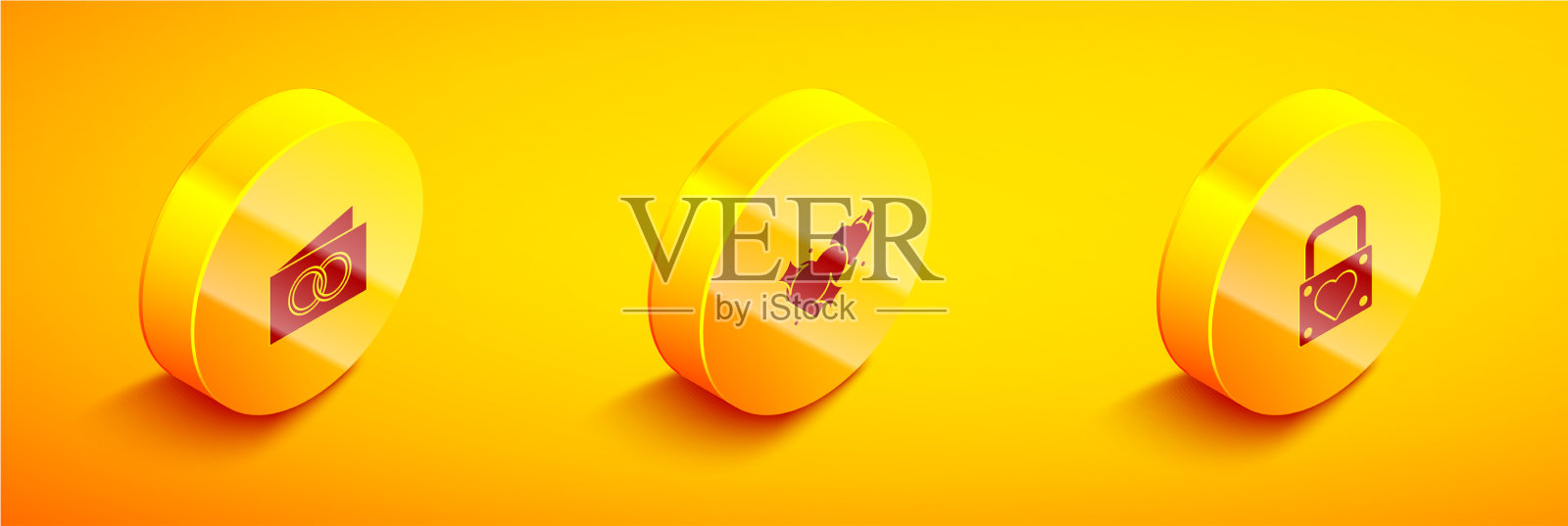 设置等距贺卡两颗连心和图标素材