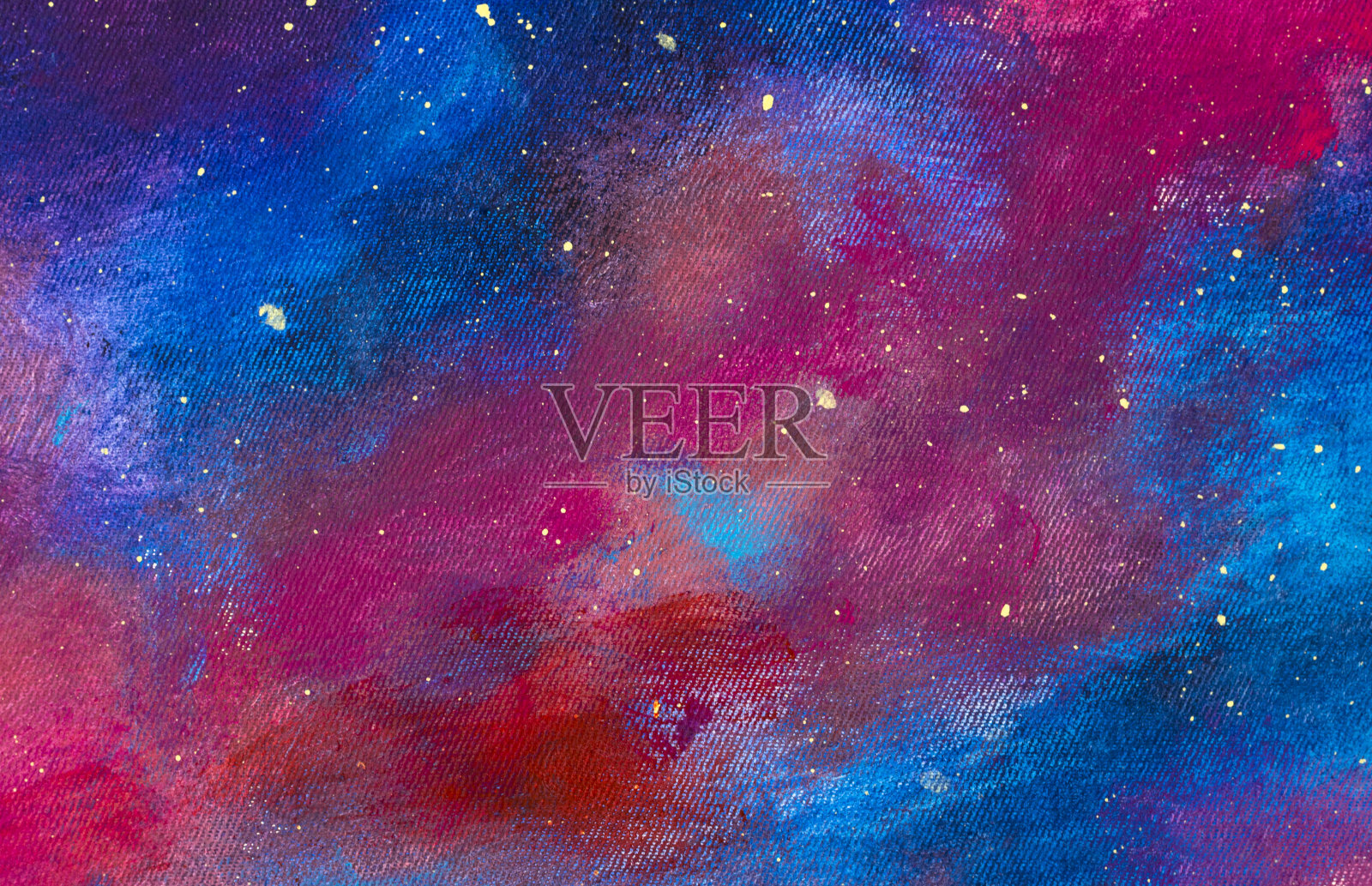 手绘背景油画丙烯在画布上风景与蓝色紫色星空背景插画图片素材