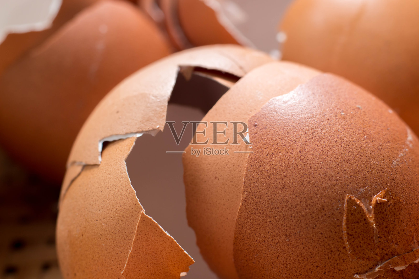 微距拍摄的破蛋壳照片摄影图片