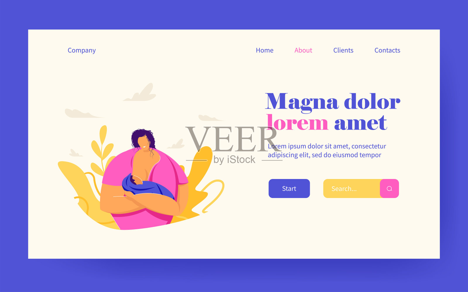 快乐妈妈母乳喂养宝宝插画图片素材