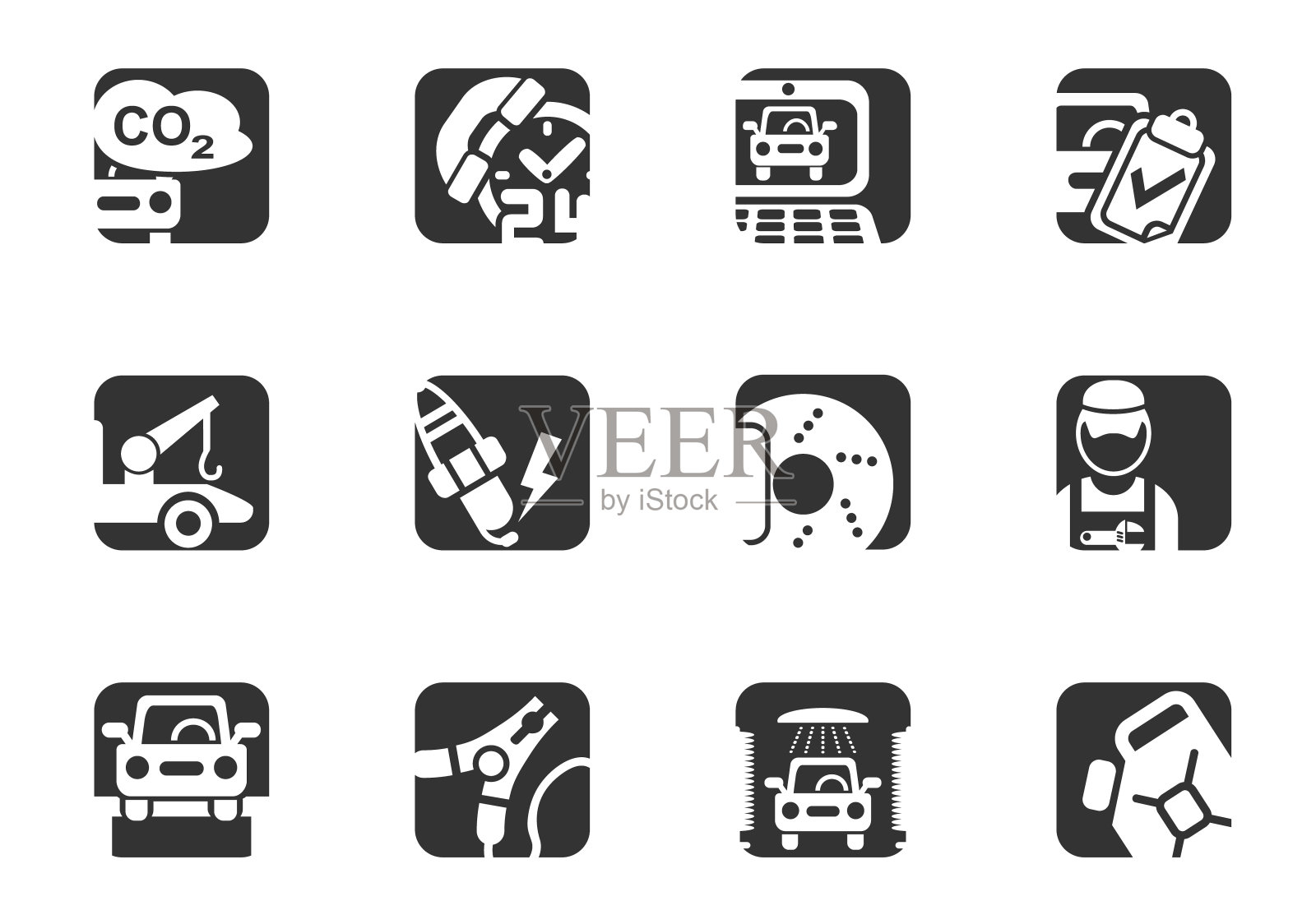 汽车服务图标集图标素材