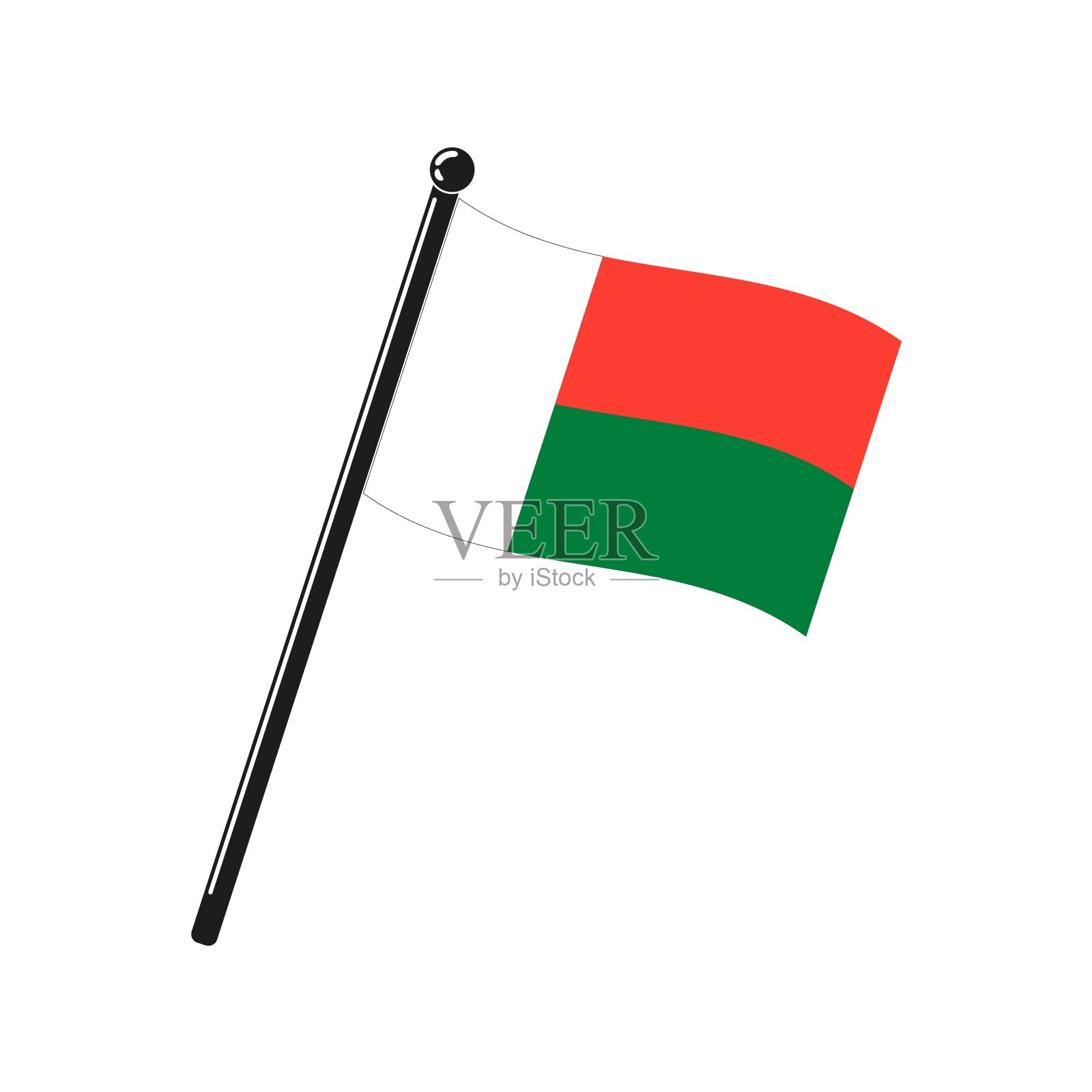 马达加斯加共和国国旗上的棍子插画图片素材