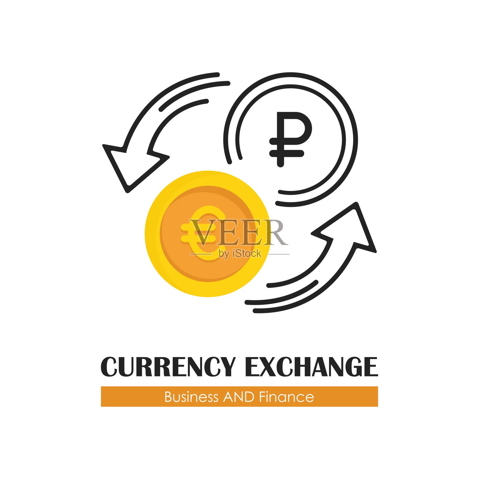 货币兑换。欧元和卢布插画图片素材