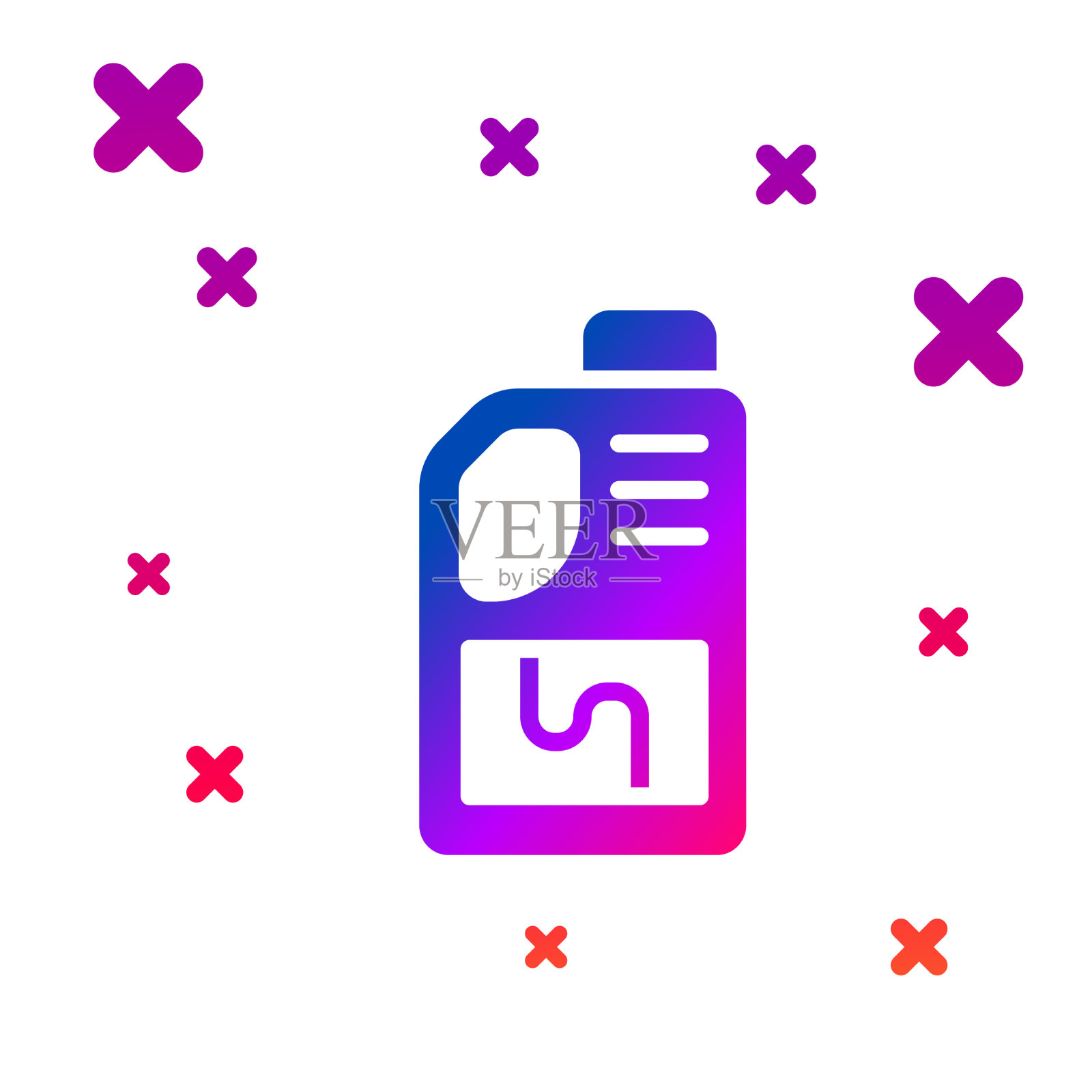 彩色排水清洁瓶图标隔离在白色图标素材