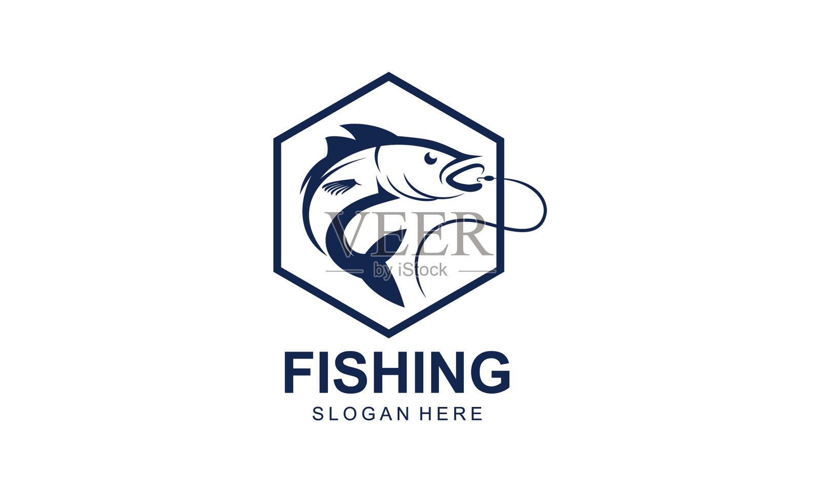 复古钓鱼标志模板唯一的钓鱼标志插画图片素材