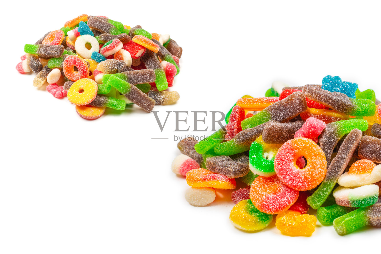 各种胶粘的糖果。前视图。果冻糖果。照片摄影图片