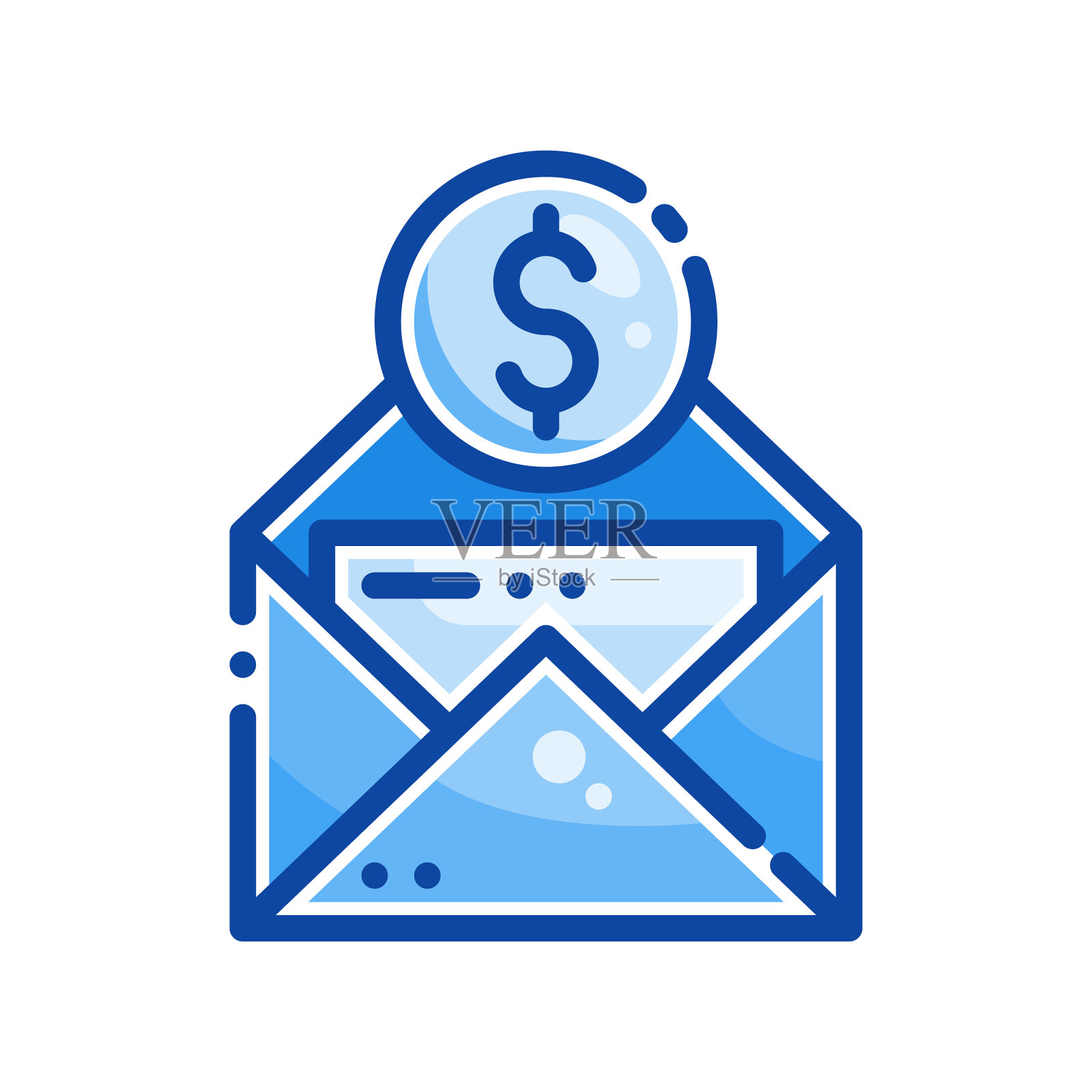 信封与金钱图标在填充线风格图标素材