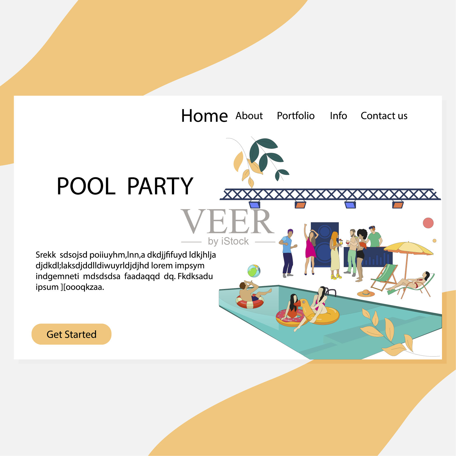 泳池派对登陆页面奢华和夏季VIP插画图片素材