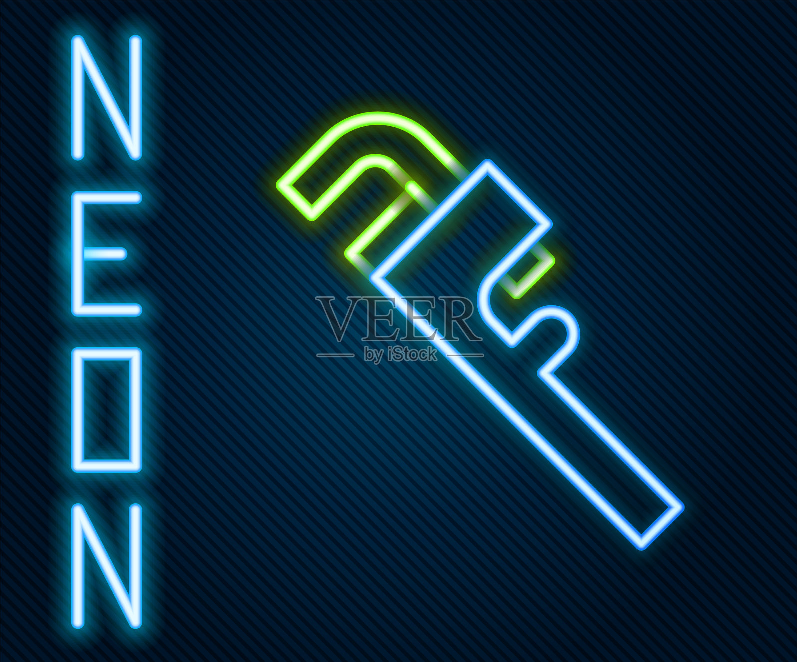 霓虹灯管可调扳手图标插画图片素材