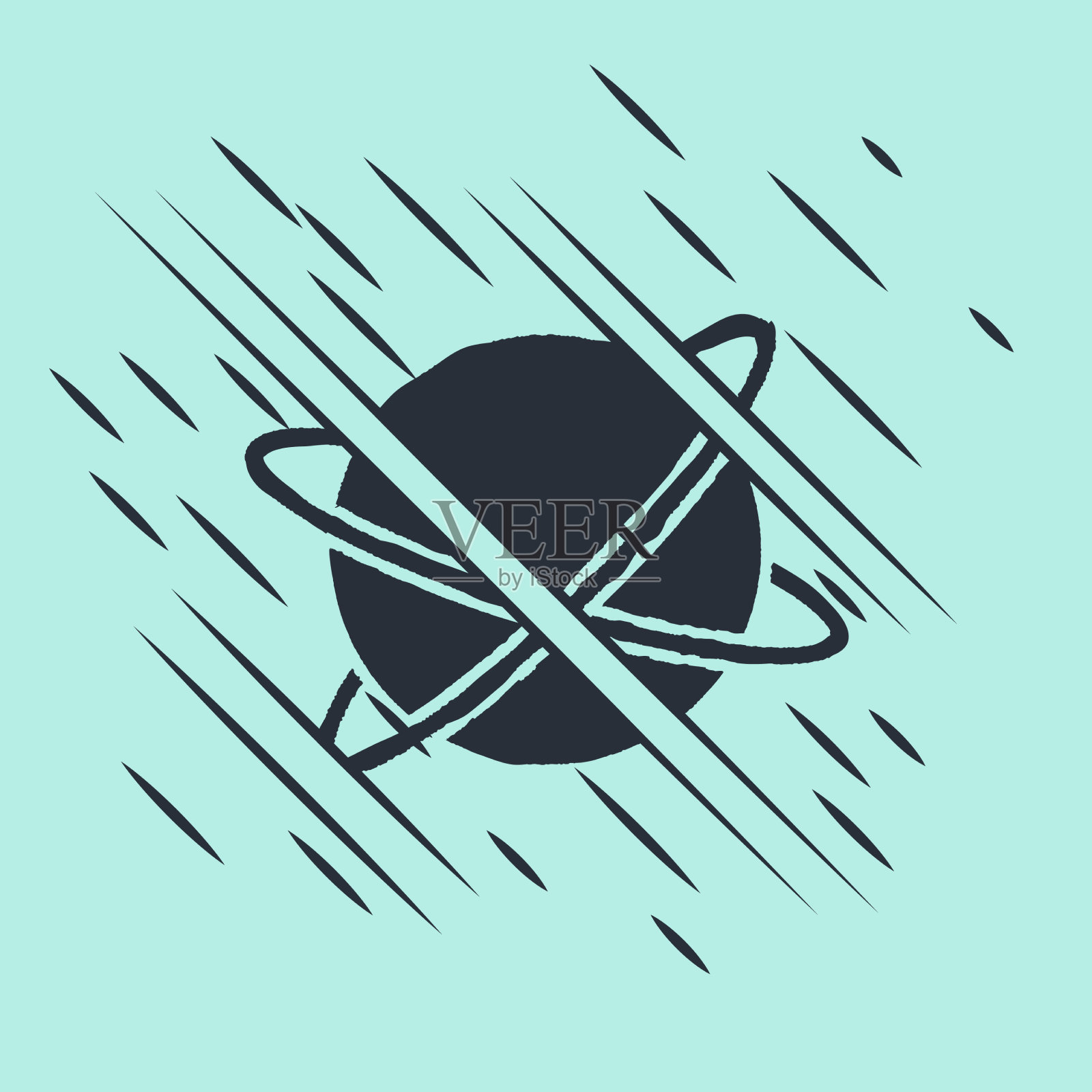 绕行星运行的黑色人造卫星插画图片素材