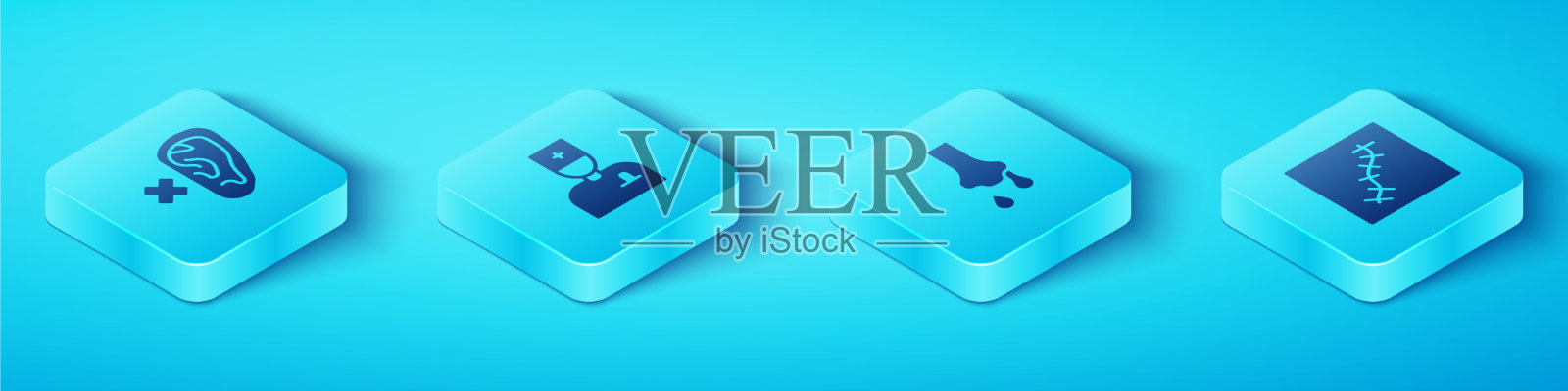 用缝线固定耳聋男医生瘢痕图标素材