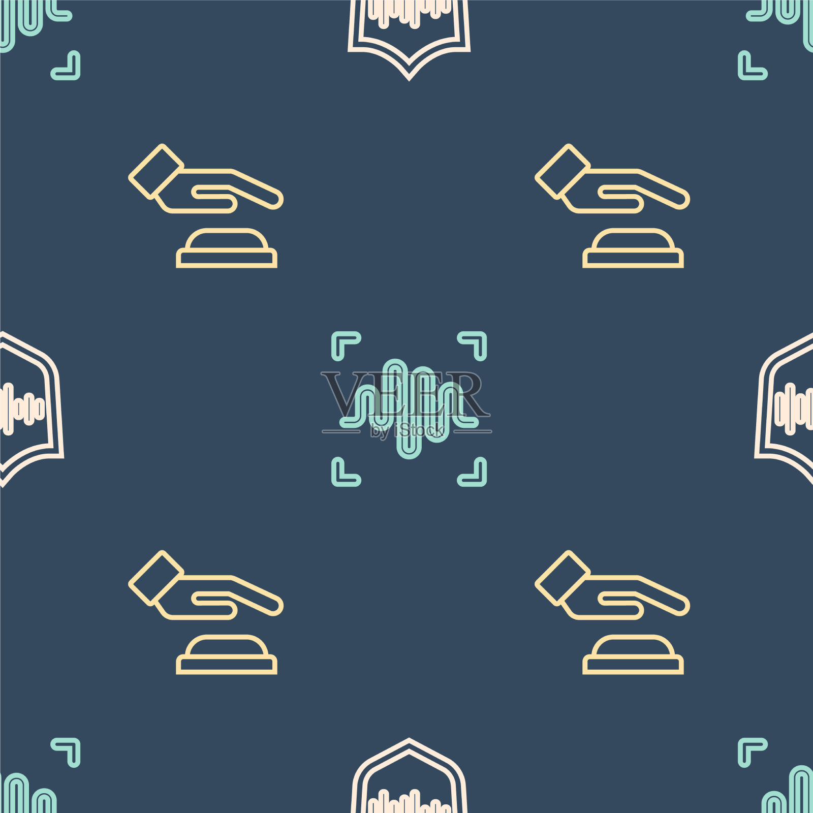 设置线盾语音识别掌纹和图标素材