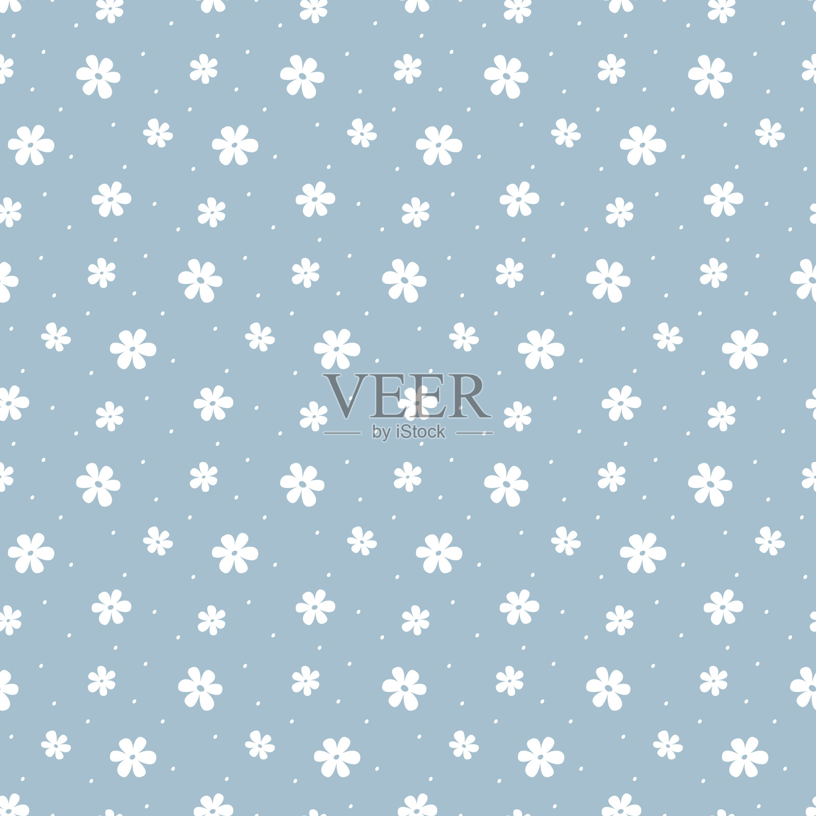 简单天真无缝白雏菊图案插画图片素材