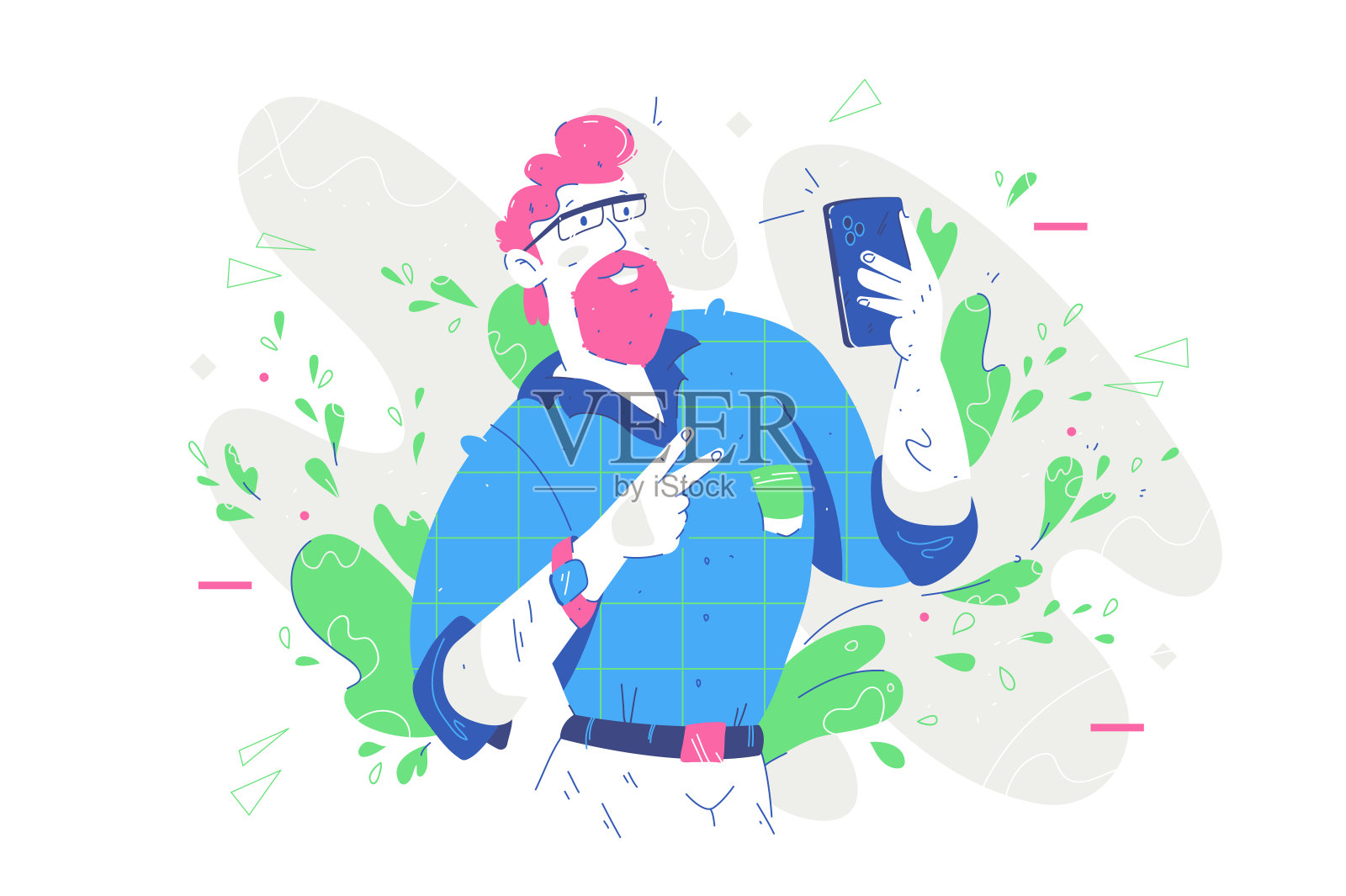 穿着漂亮的爷爷插画图片素材