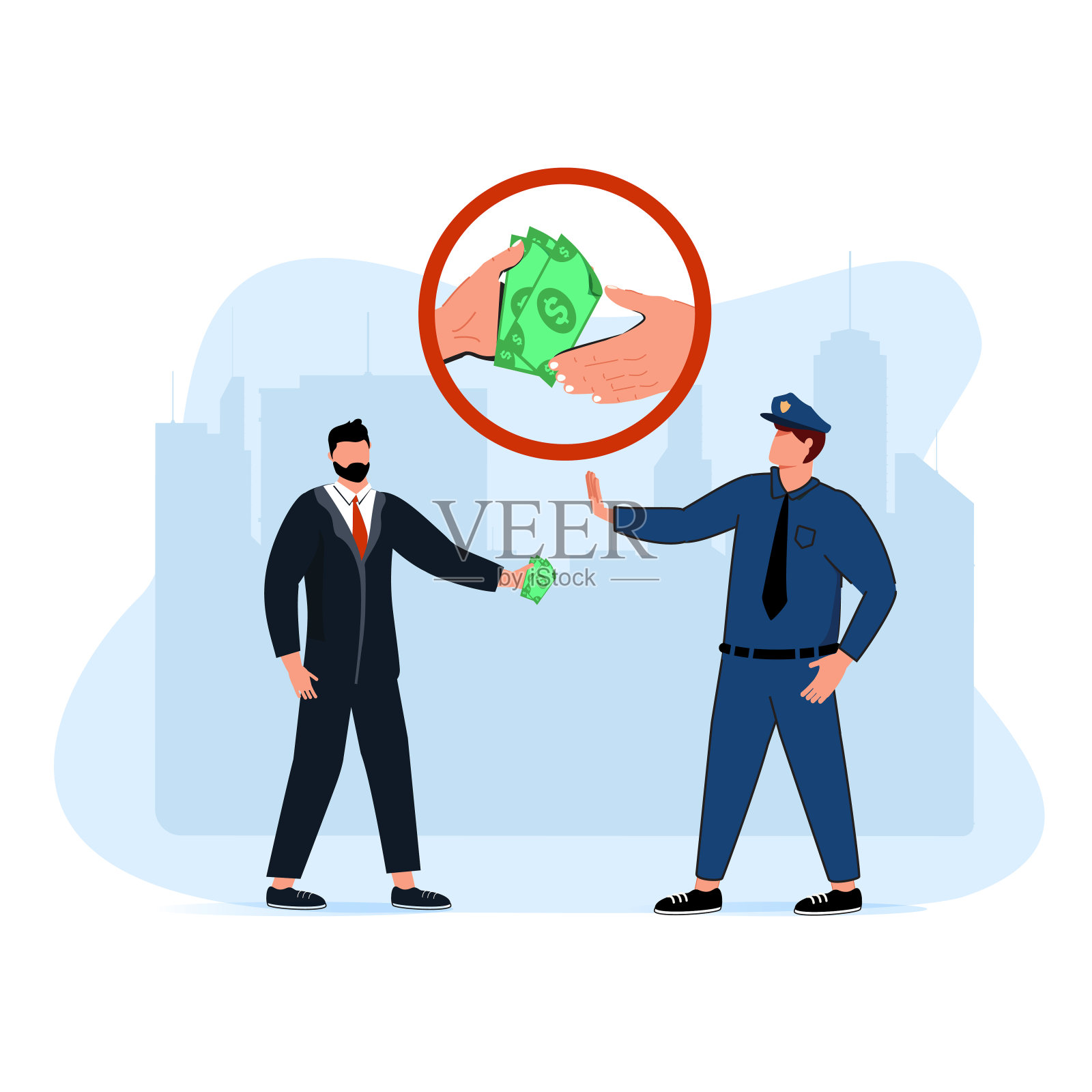 公共生活抽象概念矢量插图集。政治腐败，金融犯罪，公共道德，伦理。插画图片素材