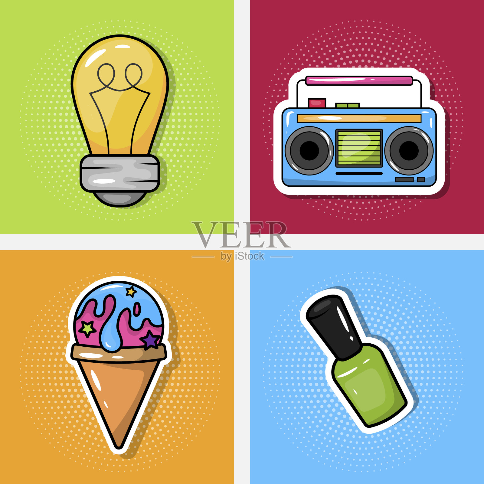 时尚水晶条纹冰淇淋音乐指甲图标素材