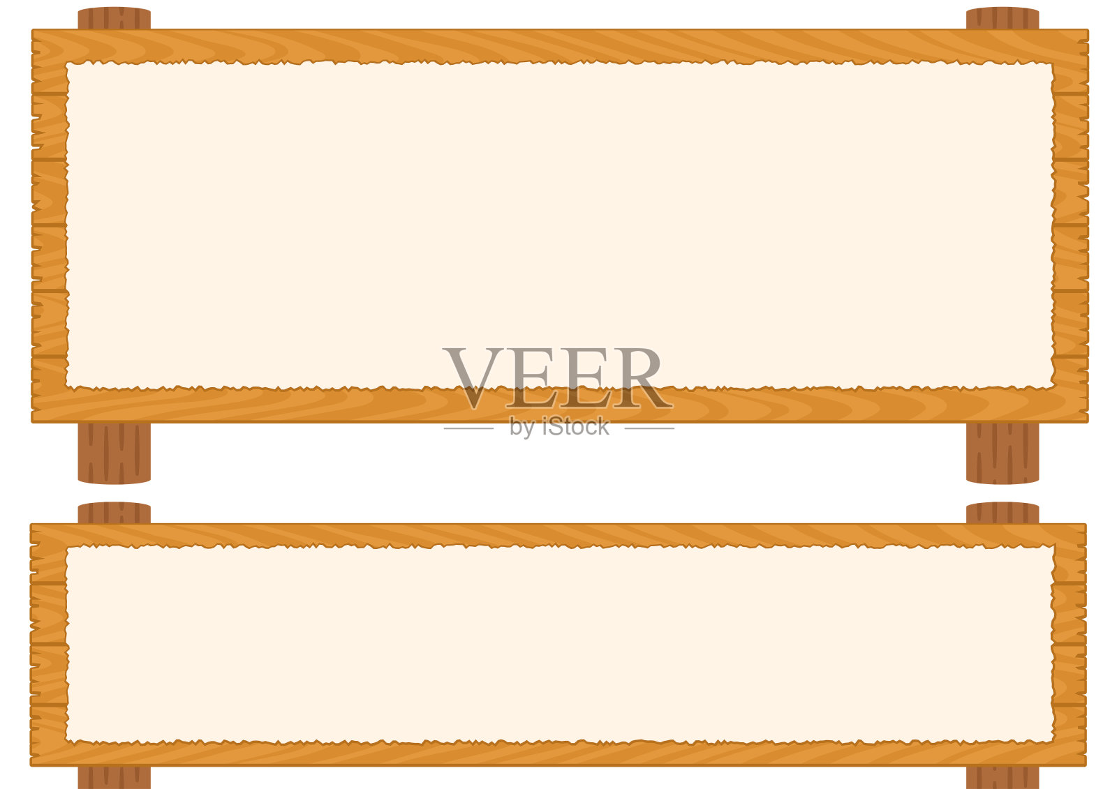 水平长木牌框架与白纸插画图片素材