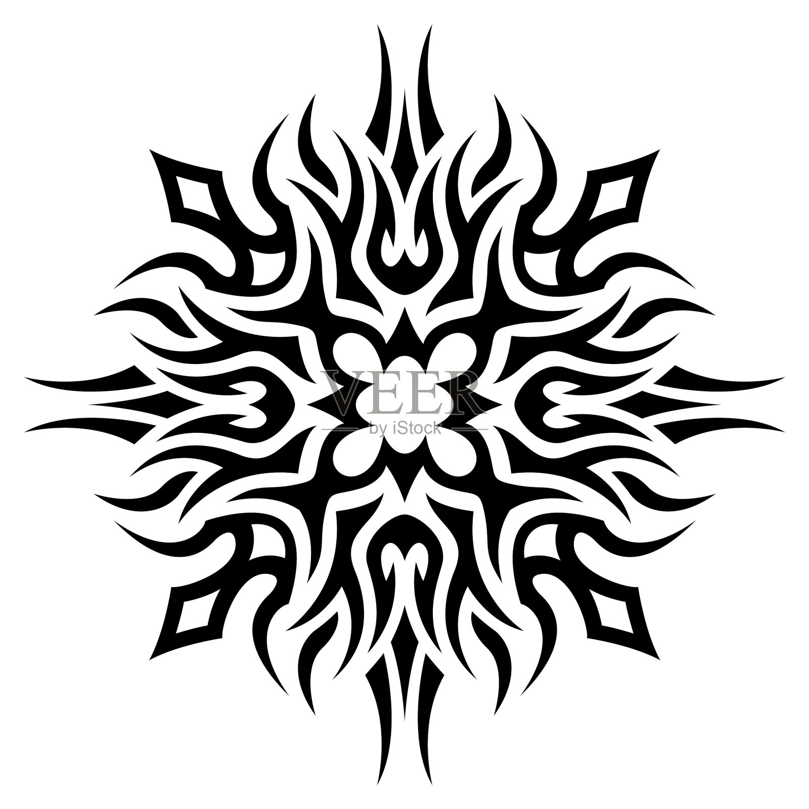 剪贴艺术与黑色部落纹身图案设计元素图片