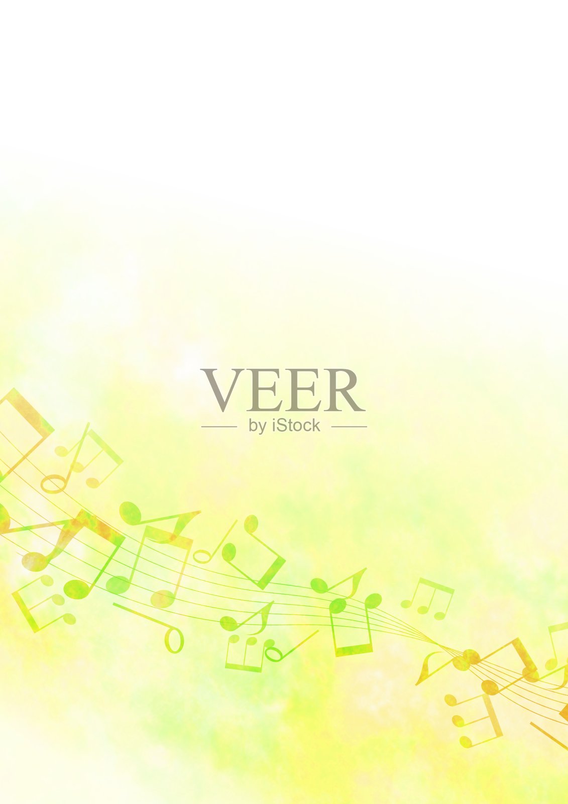 黄色水彩框架与音乐的音符插画图片素材