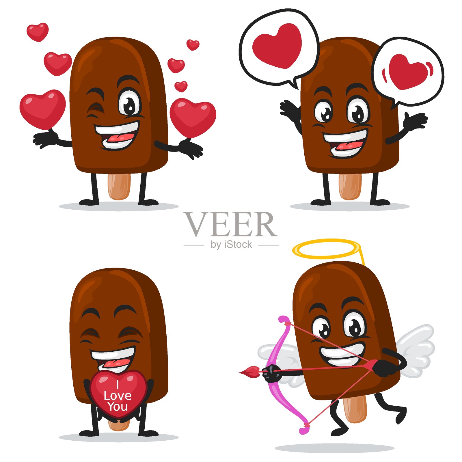 矢量插图上的巧克力冰淇淋棒子吉祥物或角色设计元素图片