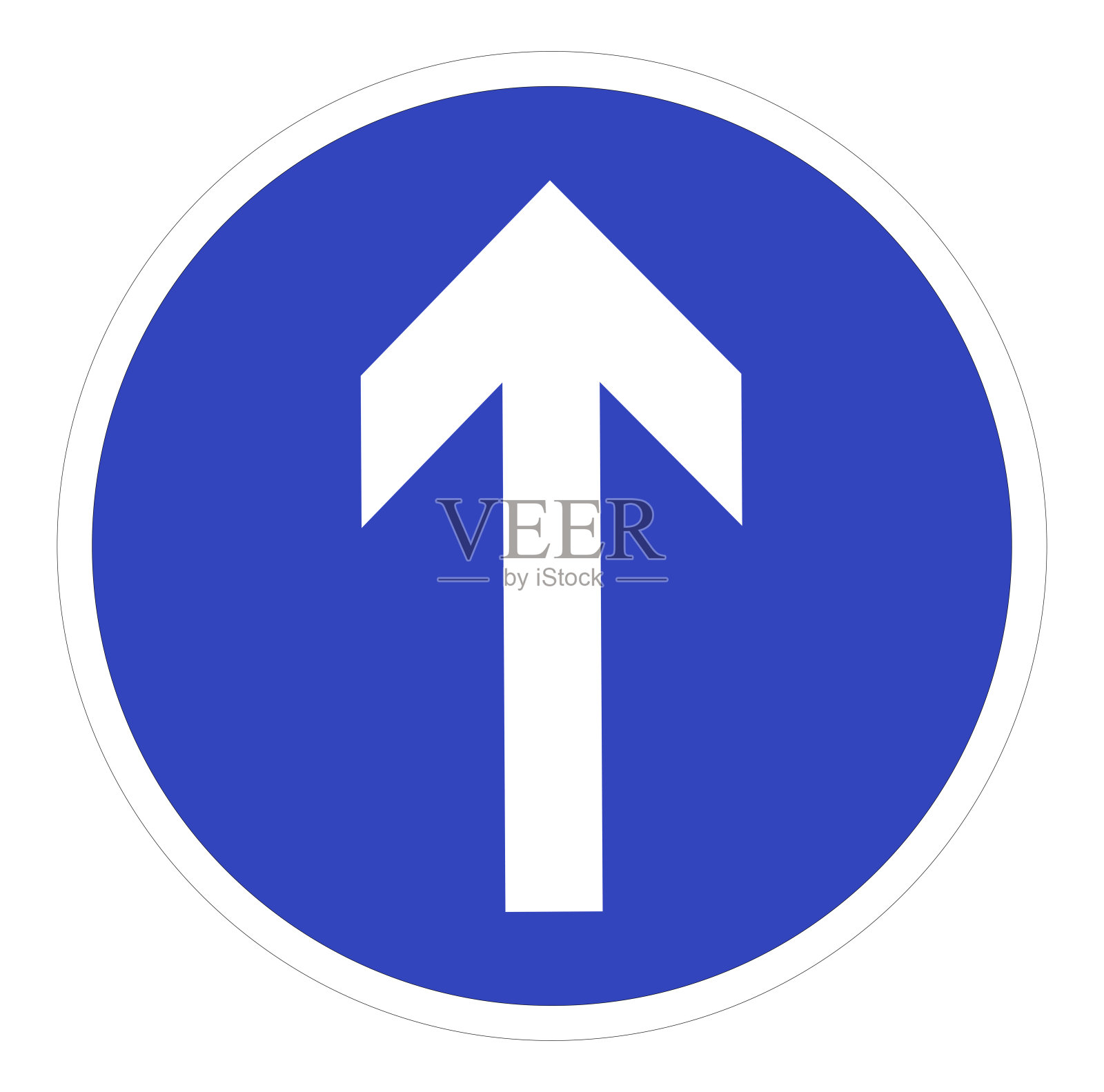 一种用作图标或标志的正前方指导性道路标志的图形插图设计元素图片