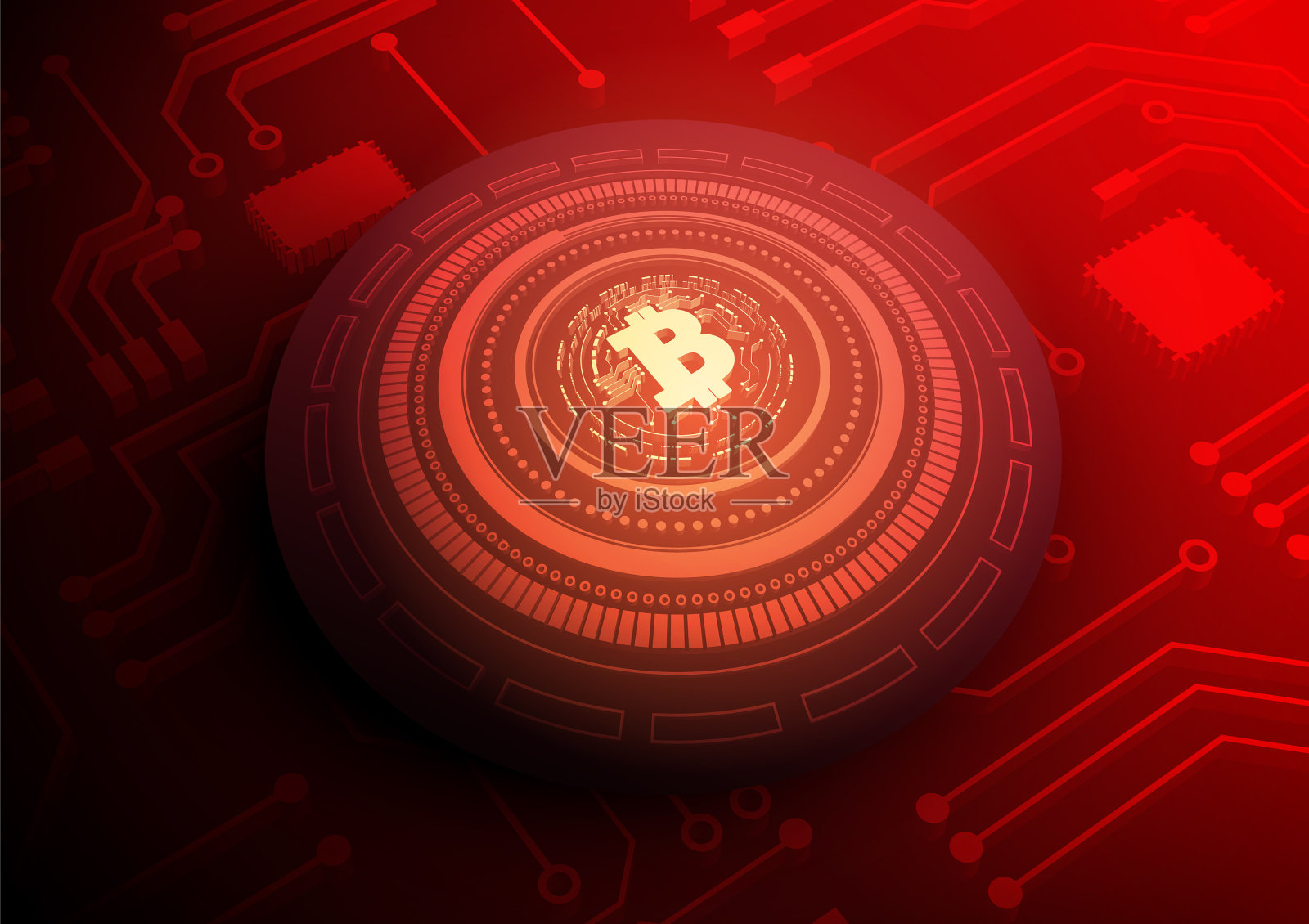 具有比特币电路技术背景插画图片素材