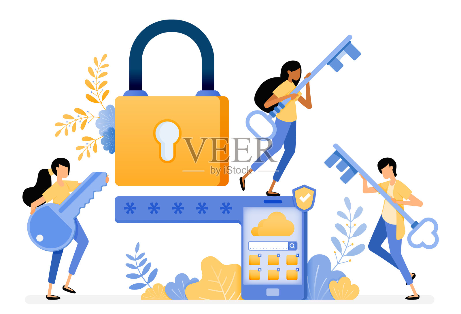 带横幅设计移动安防系统设计元素图片