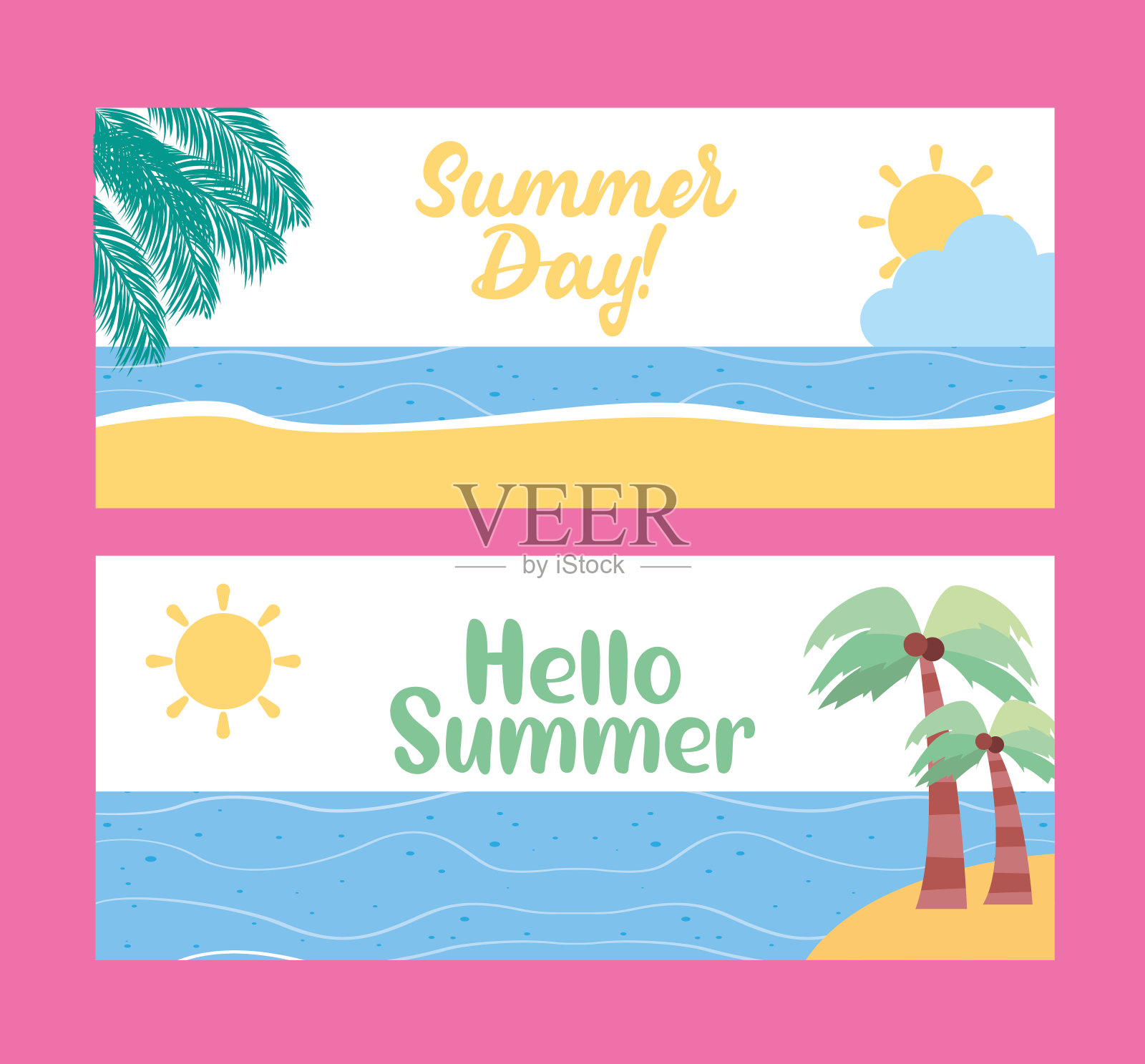 夏天的旗帜插画图片素材