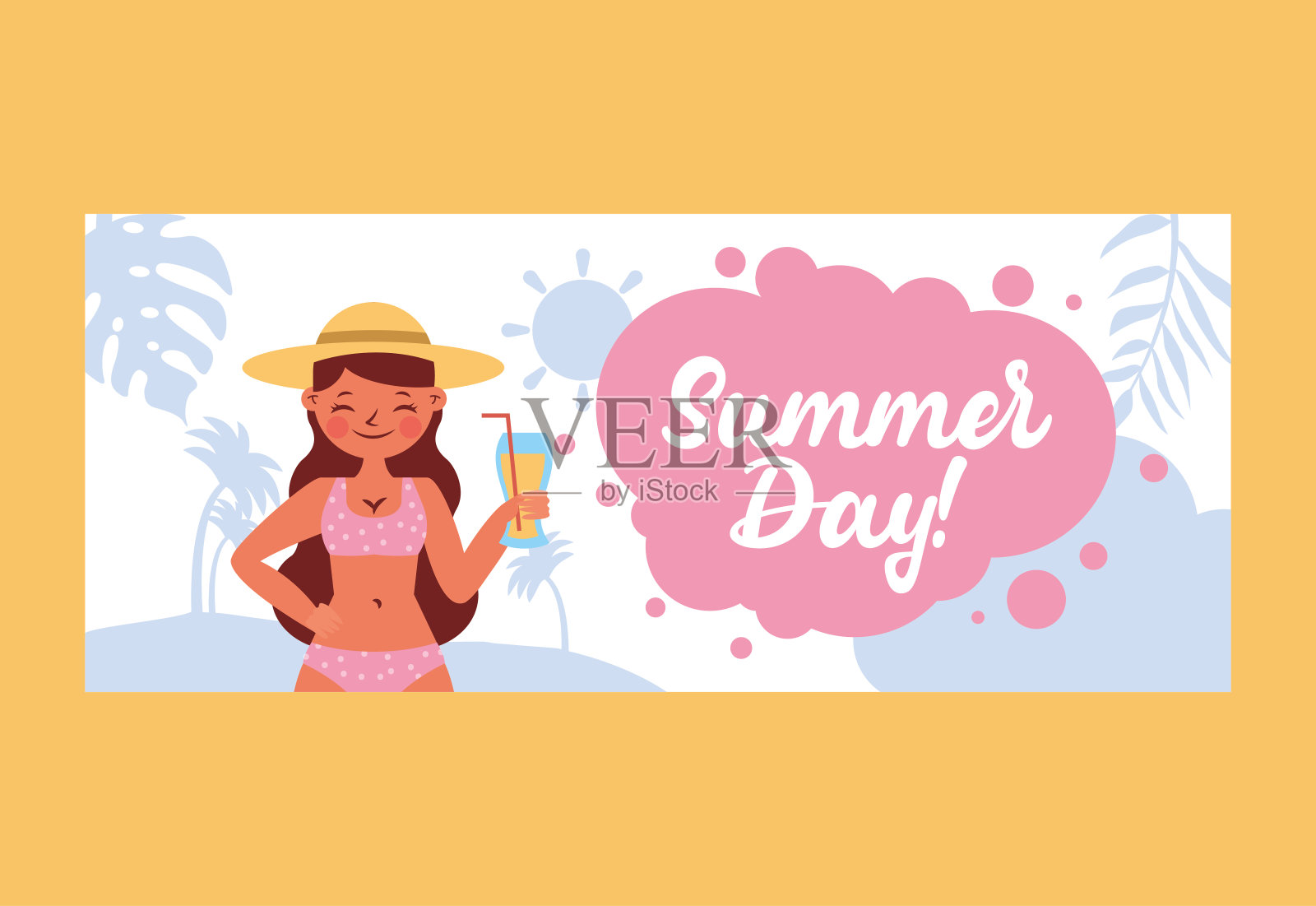 夏天的旗帜插画图片素材