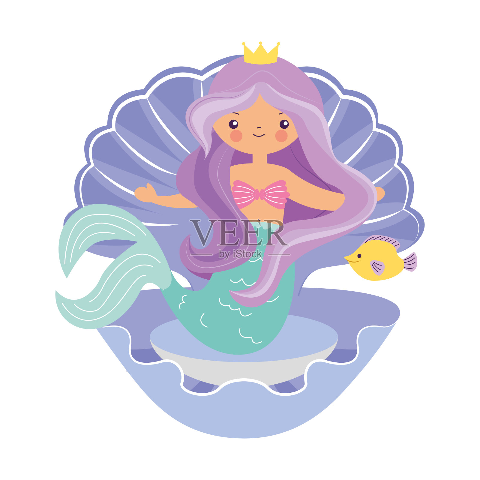 美人鱼的卡通插画图片素材