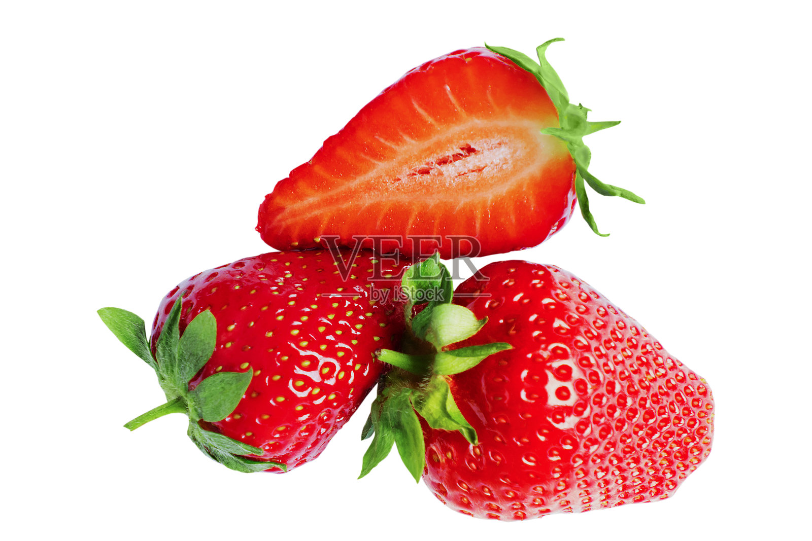 白色背景上的甜草莓照片摄影图片