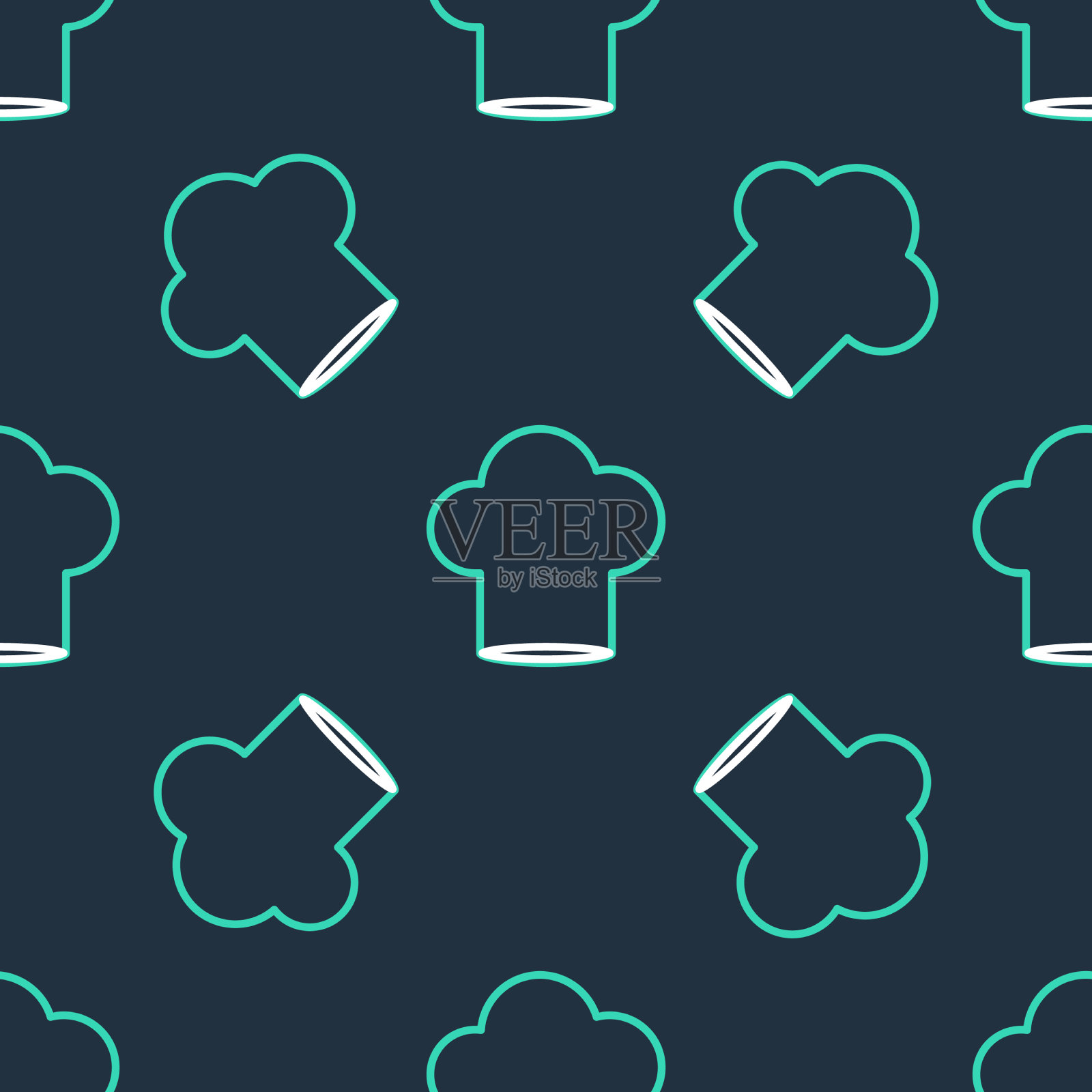 线厨师帽图标隔离无缝图案上插画图片素材