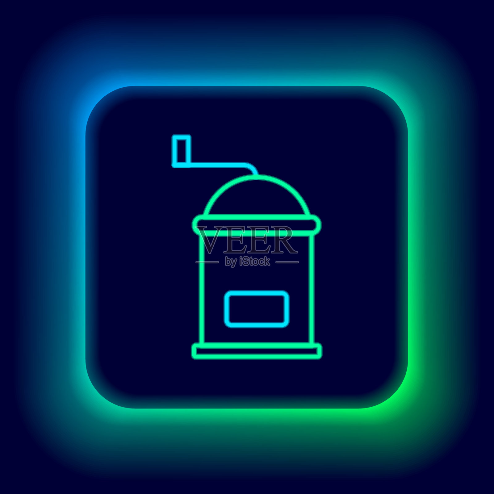 霓虹灯线手动咖啡研磨机图标插画图片素材