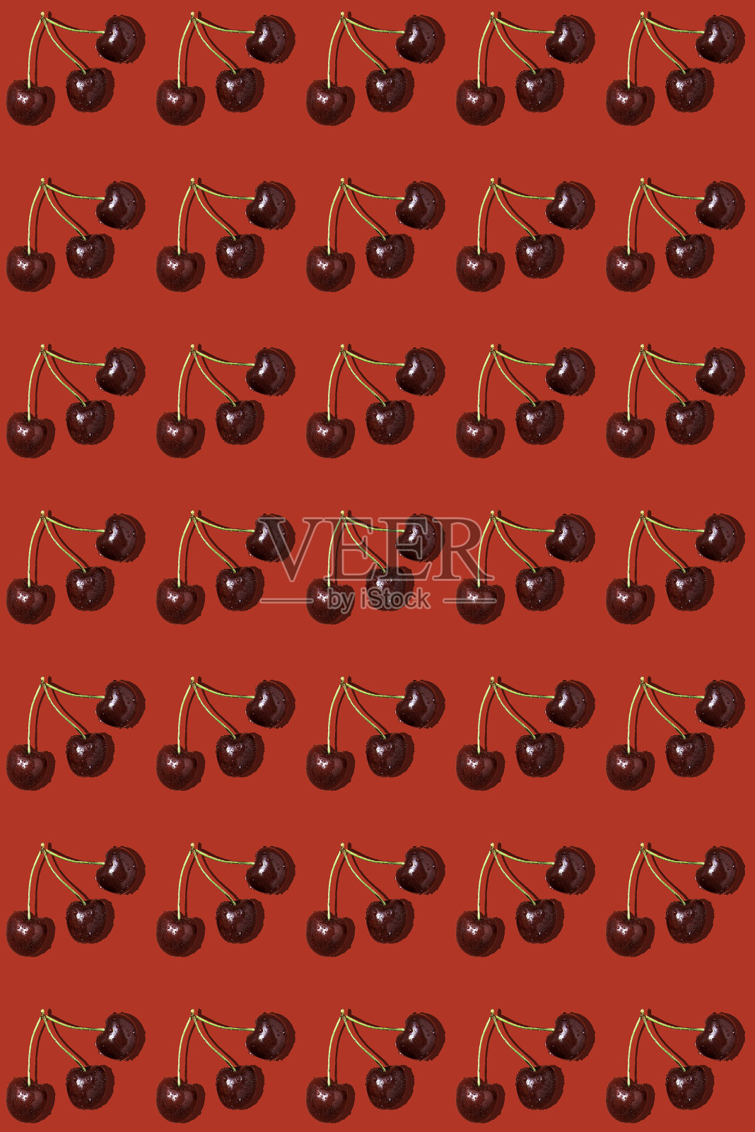 红色背景上的樱桃色插画图片素材