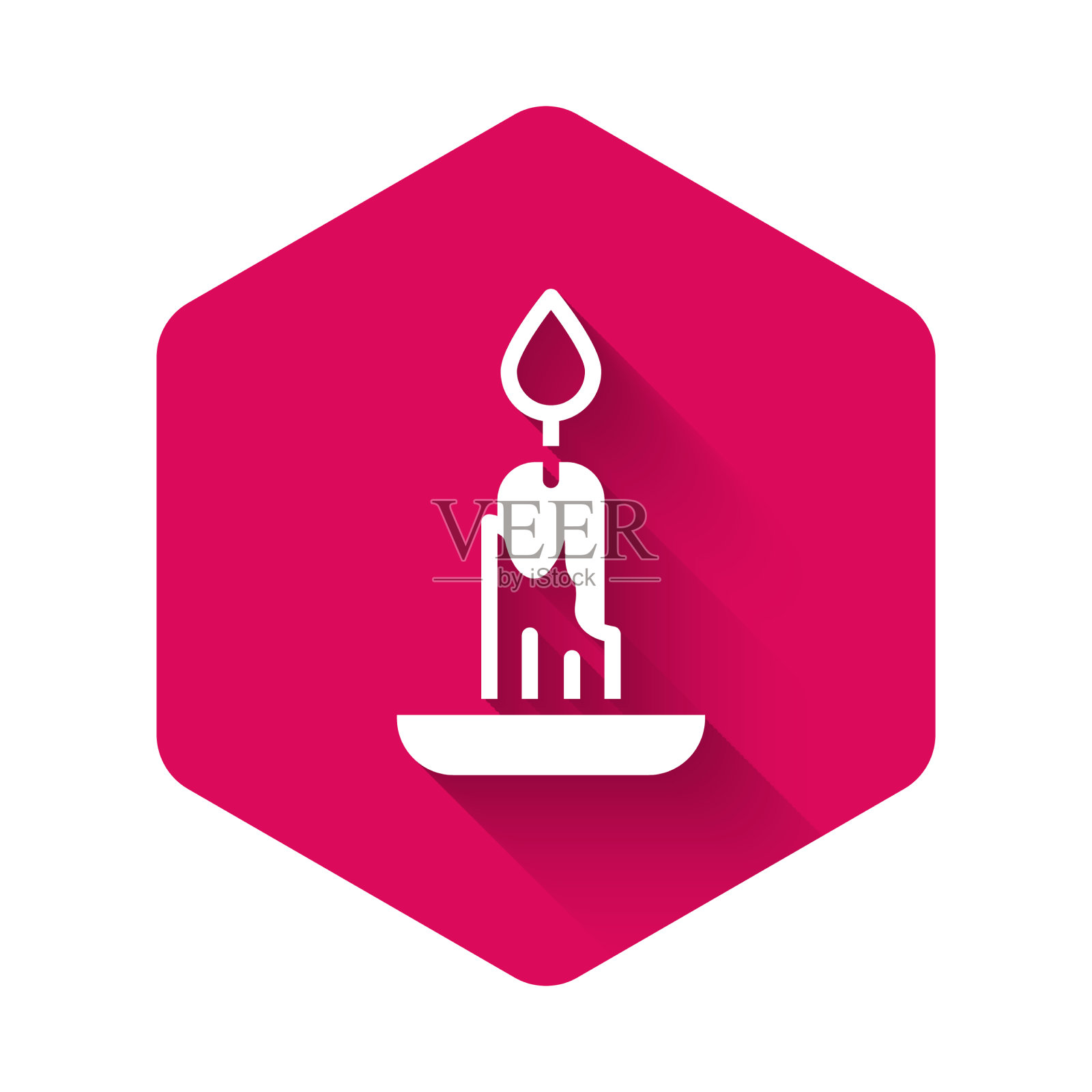 白色燃烧的蜡烛图标孤立与长图标素材