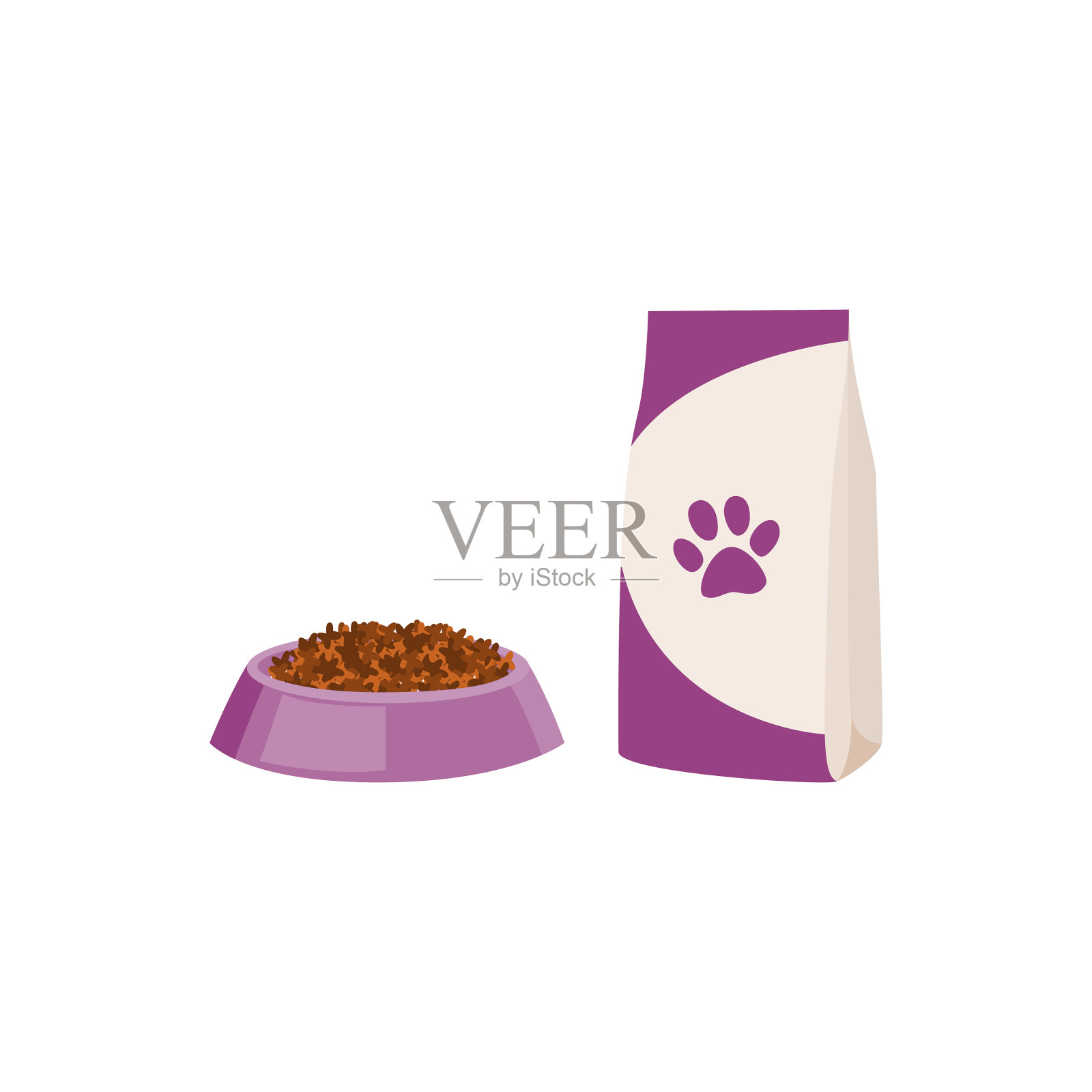 包装食品和碗满喂狗或设计元素图片