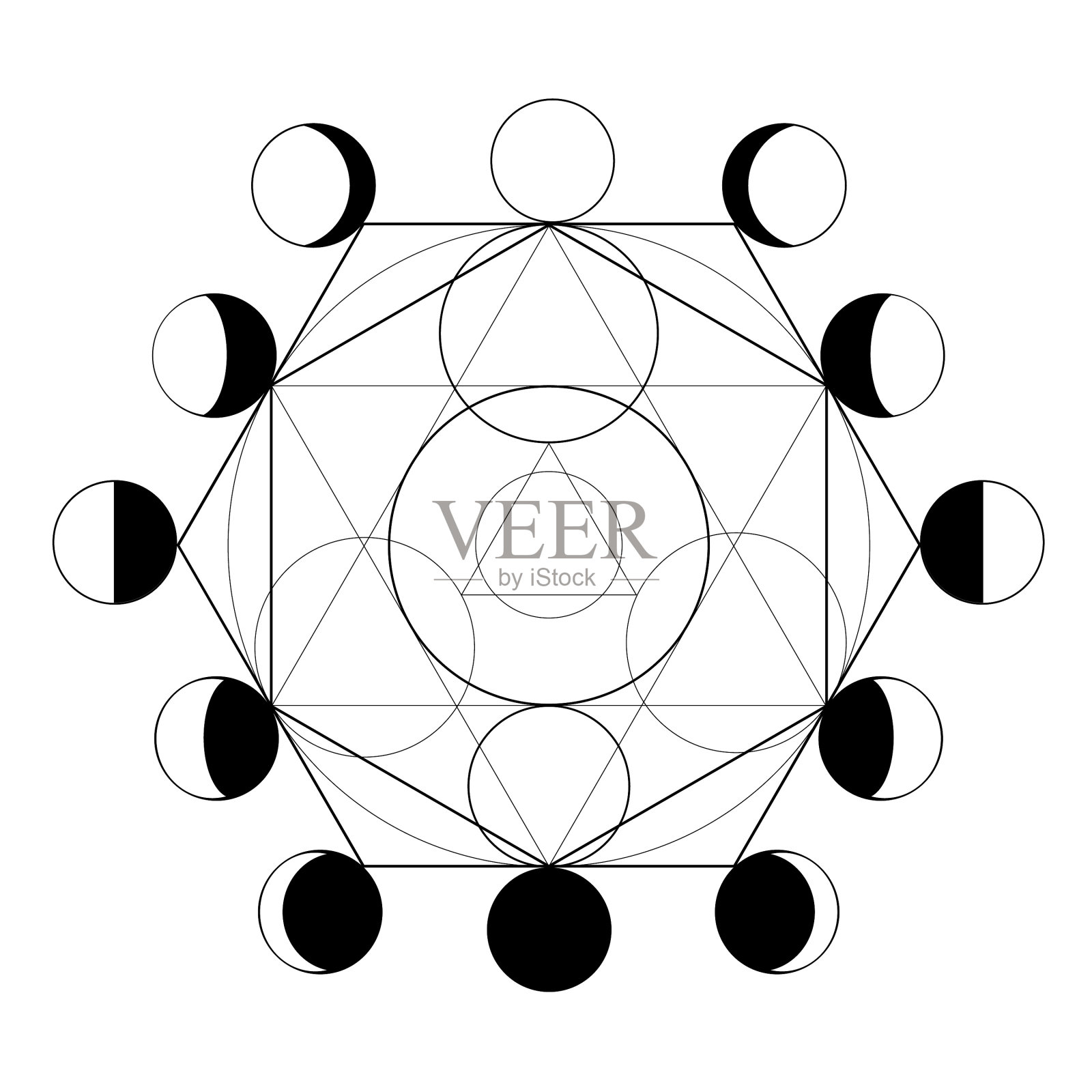 符号炼金术和月相设计元素图片