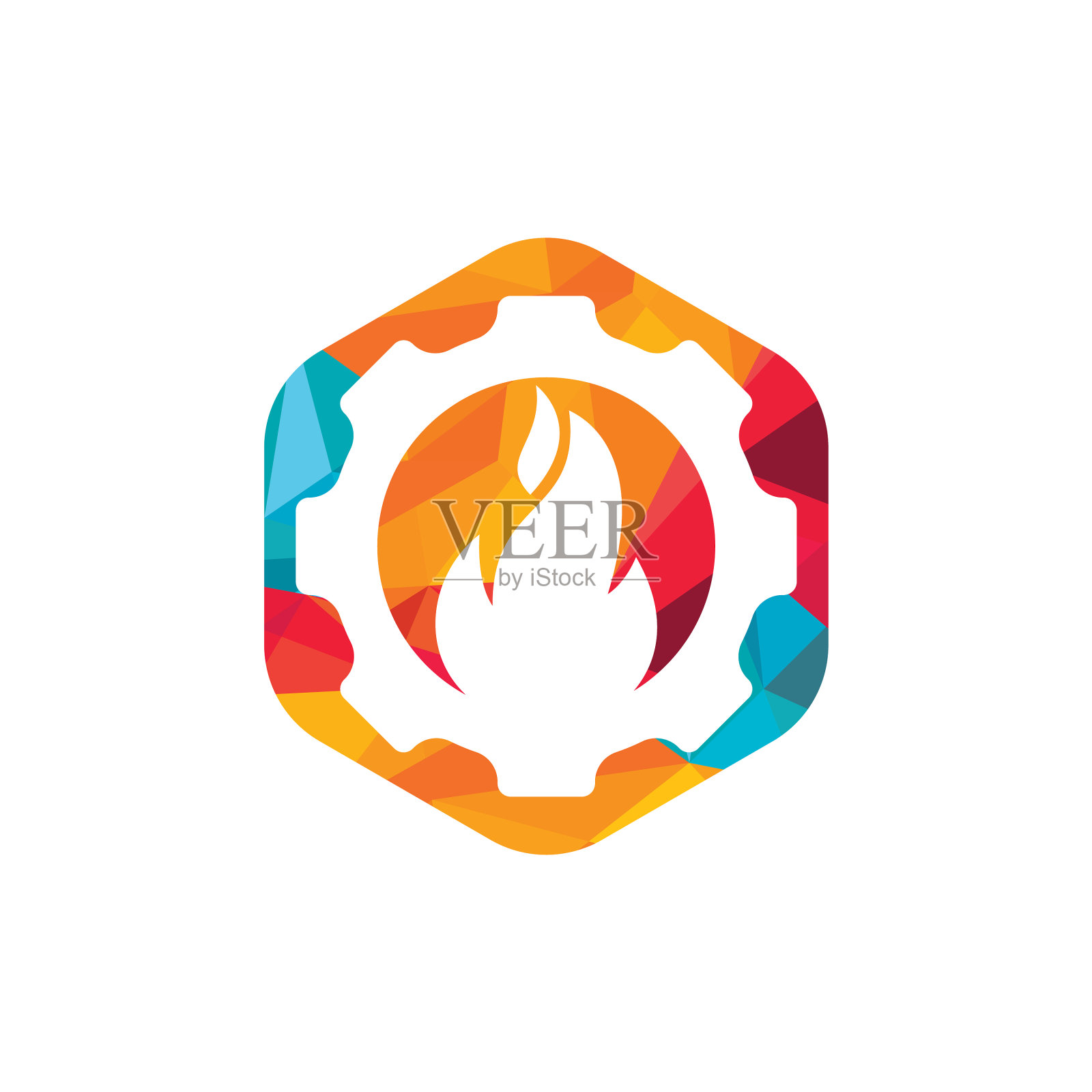 齿轮和火标志设计模板图标素材