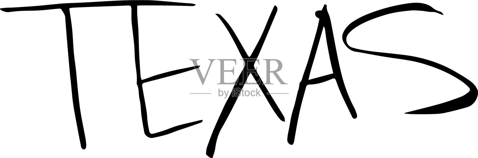 极具创意的德州手写体孤立上插画图片素材