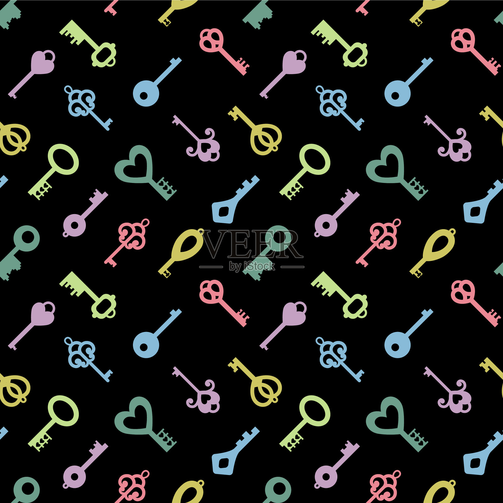 平面键无缝图案颜色插画图片素材