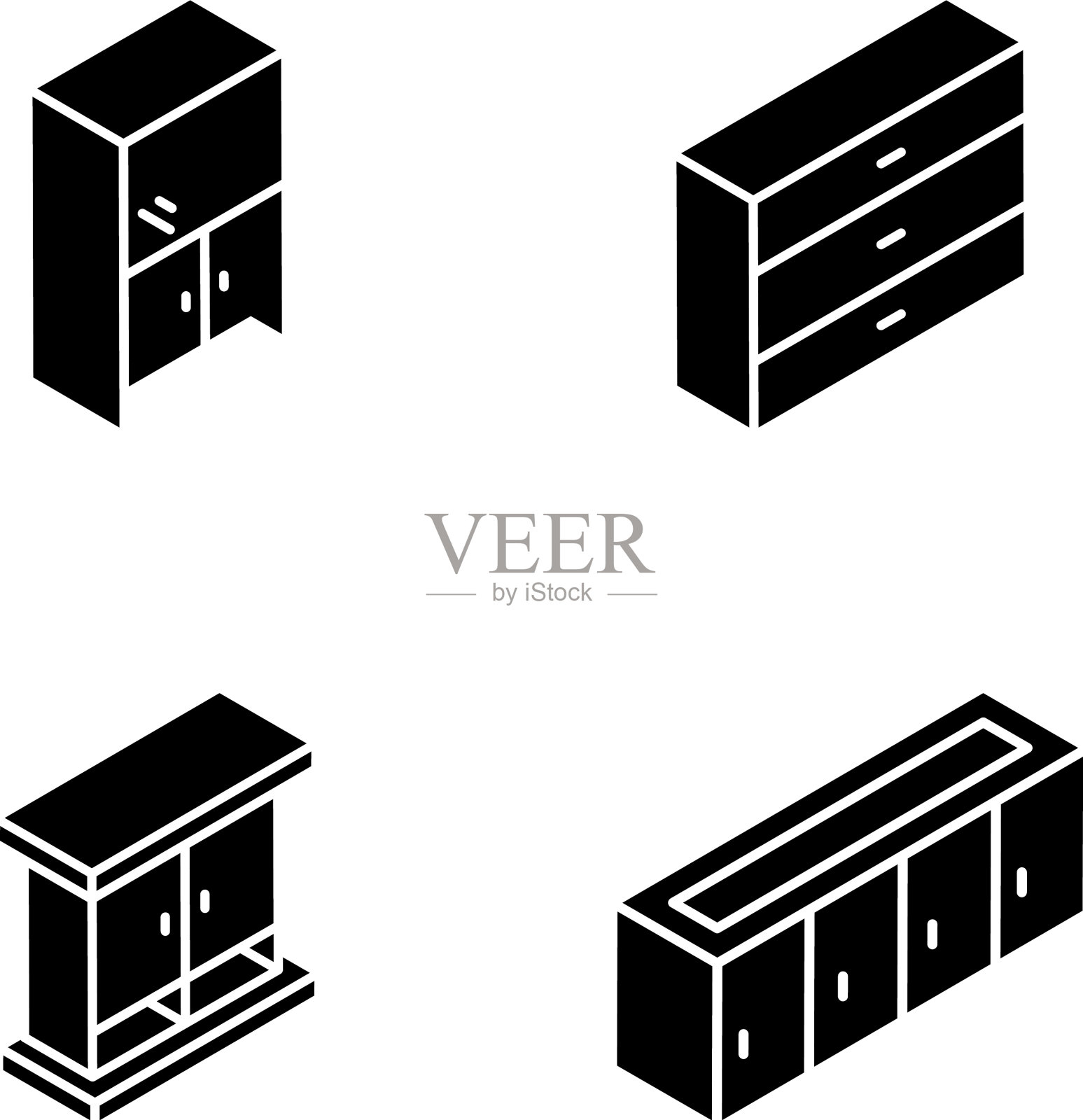 包办公家具字形等距图标图标素材