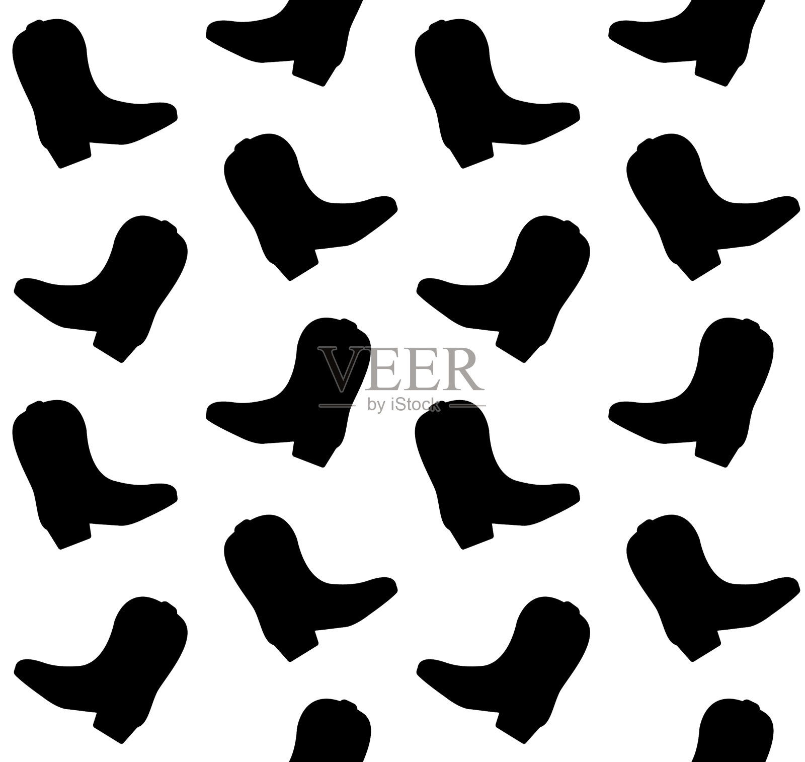 无缝图案牛仔靴剪影插画图片素材