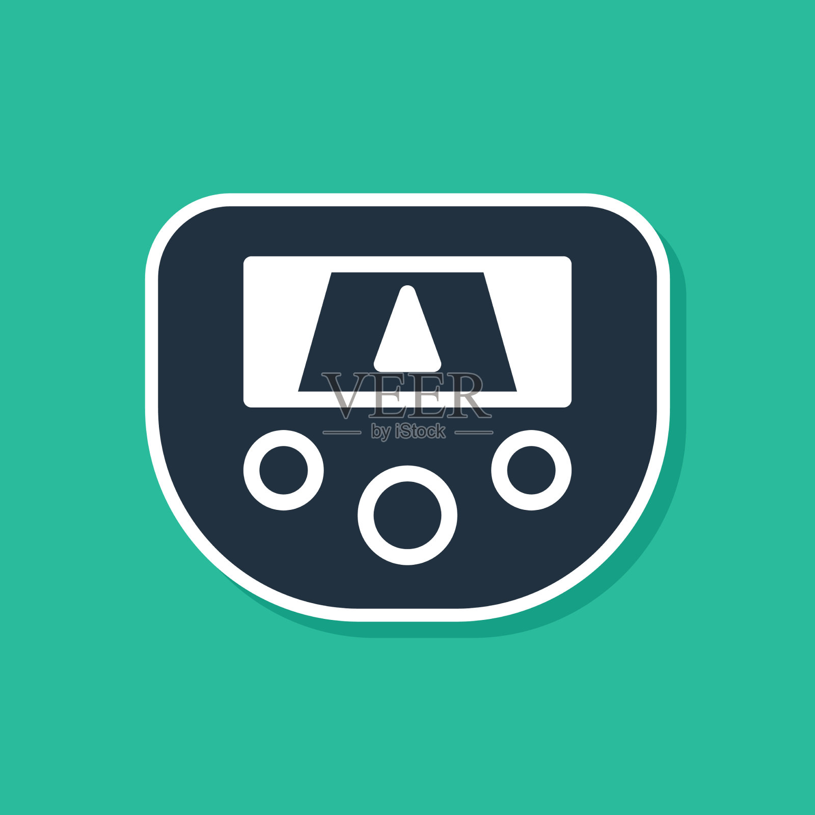 蓝色GPS设备与地图图标隔离在绿色图标素材