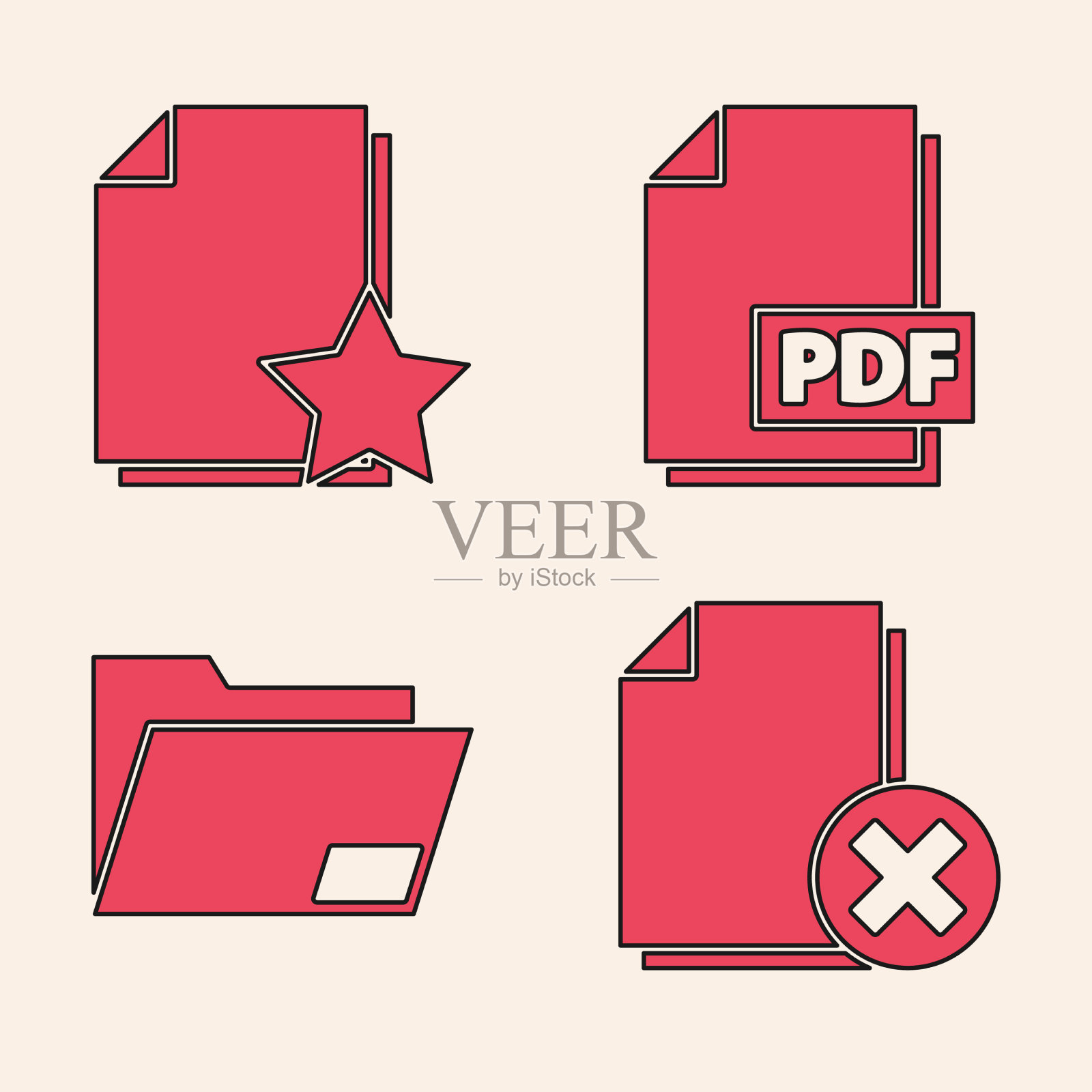 设置带有* PDF的删除文件文件图标素材