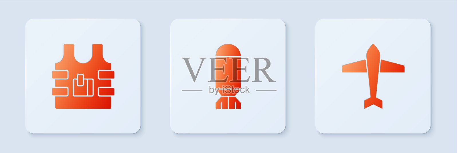 设置航空炸弹防弹和喷气机图标素材