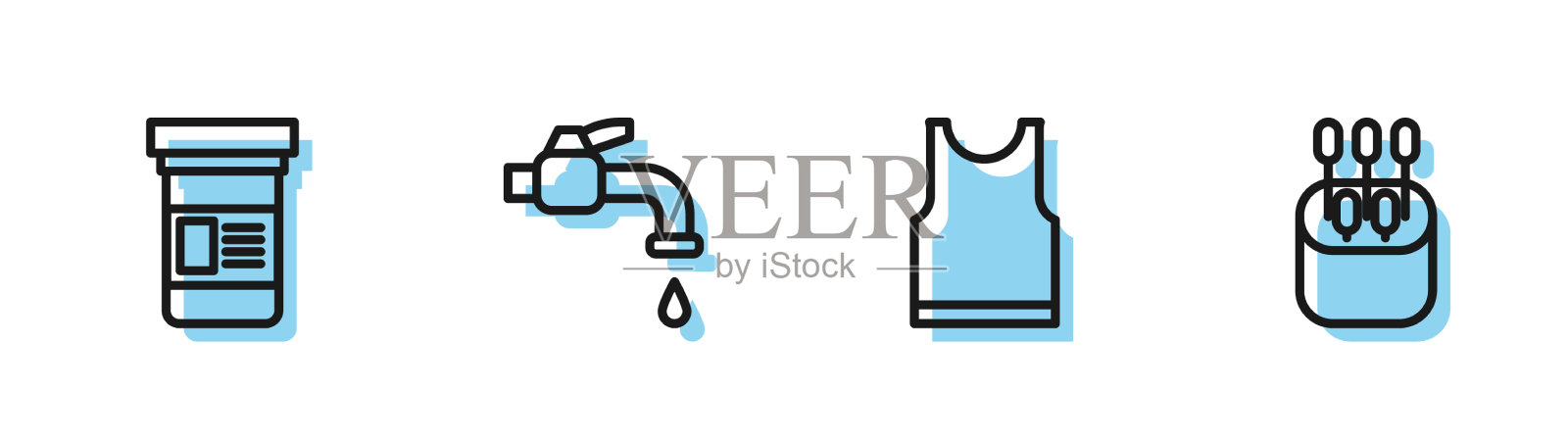 设行无袖t恤药瓶插画图片素材